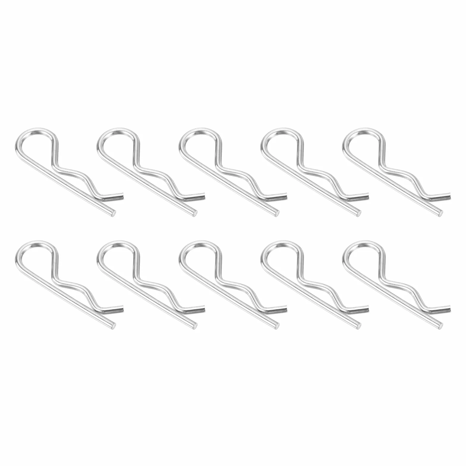 QUARKZMAN 10 szt. 2,5 mm x 45 mm 304 stal szlachetna R klipsy do mocowania sprężyn do urządzeń gospodarstwa domowego, sprzętu sportowego, naprawy mechaników samochodowych (srebrne)