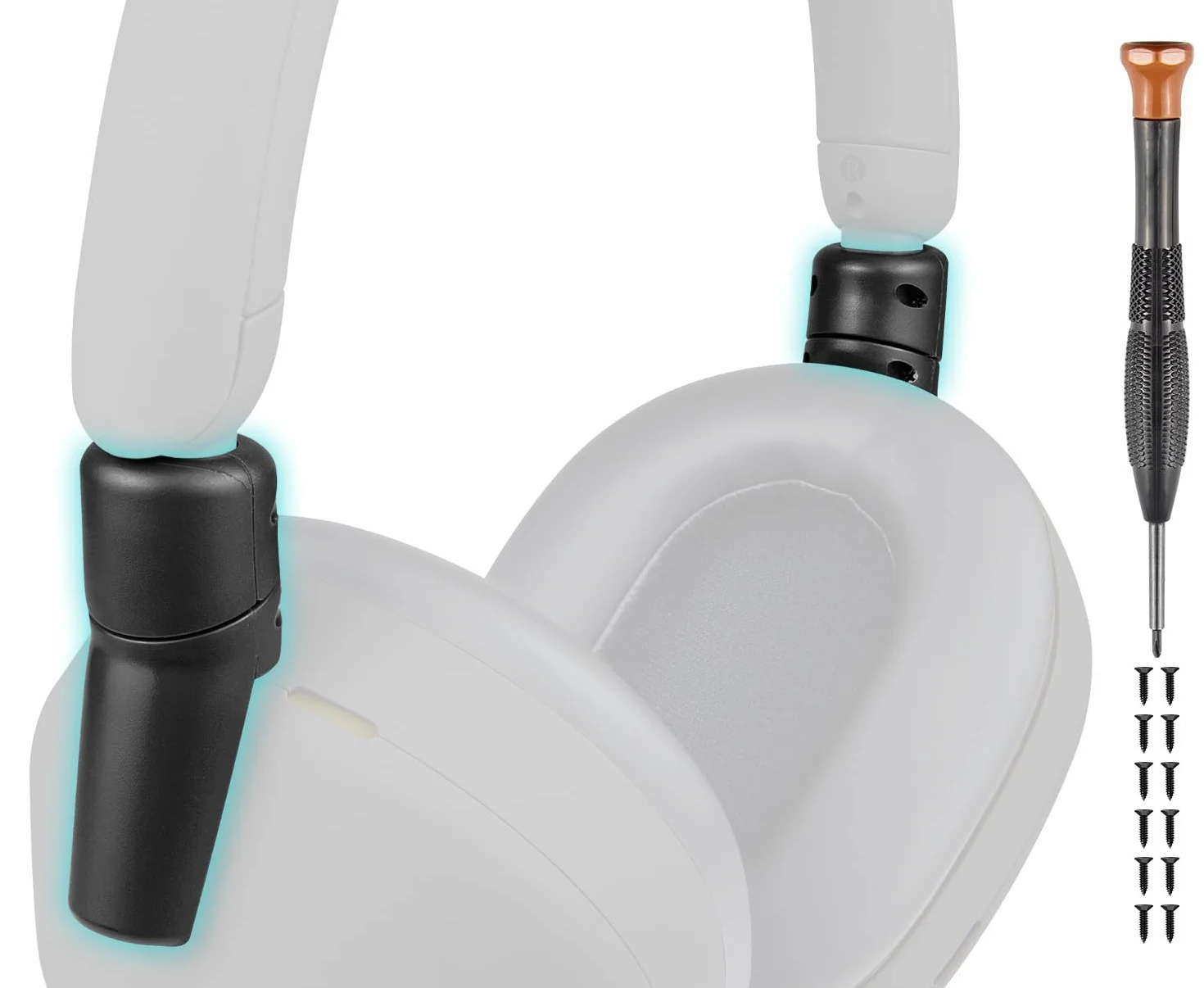 SOULWIT Część naprawcza uszkodzonego zawiasu do Sony WH-1000XM5 (WH1000XM5), wzmocnione złącza ochronne do XM5 pałąka na głowę słuchawek, składana osłona boczna, która naprawia zapobiega uszkodzeniom