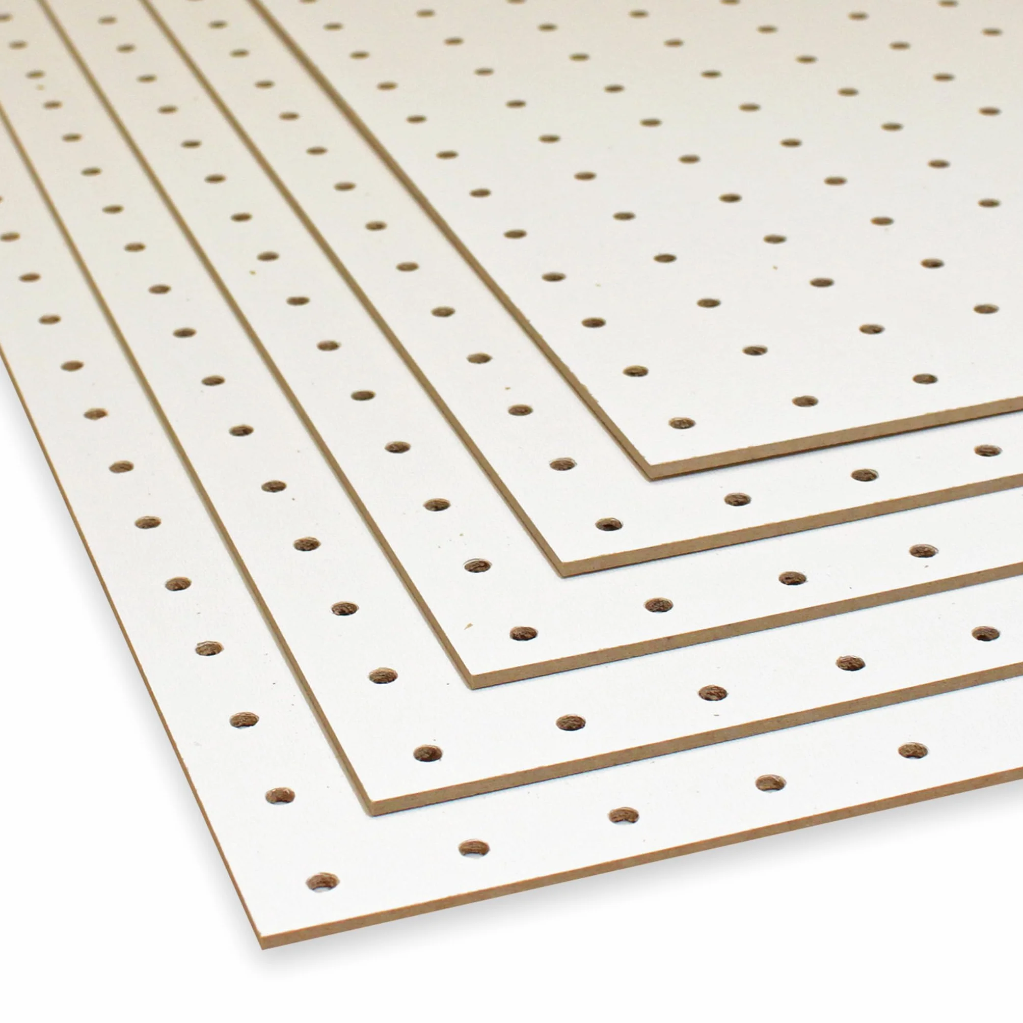 Peggy´s PEGBOARD mini ściana z otworami z drewna (MDF) 50 x 40 x 0,3 cm – otwory Ø 5 mm odstęp 25 mm – lakierowana na biało – Made in Germany