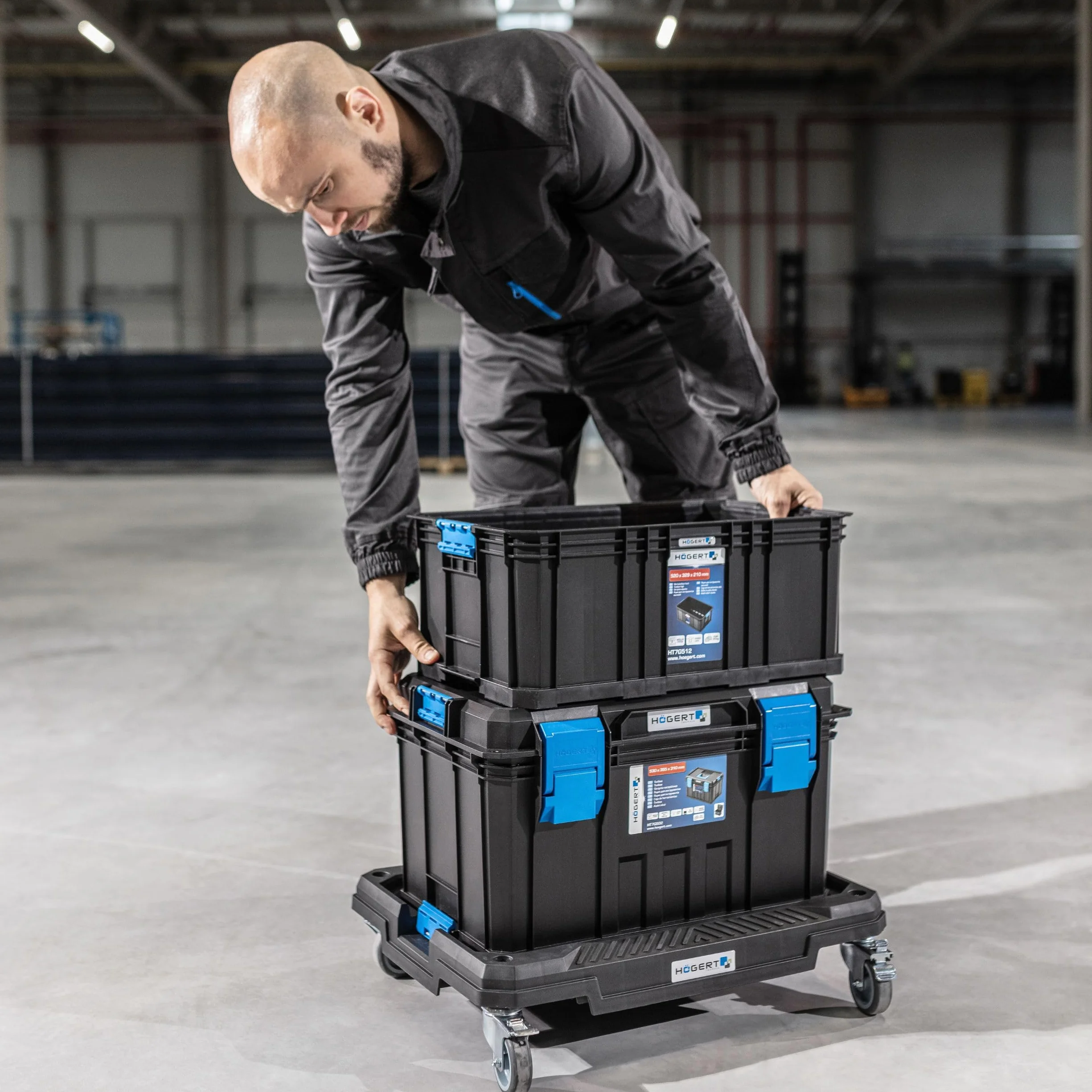 Högert Technik - Niska skrzynka narzędziowa, nośność do 50 kg, praktyczna i pojemna, kuweta na narzędzia, wytrzymałe zamknięcia ABS, modułowa konstrukcja - HT7G511