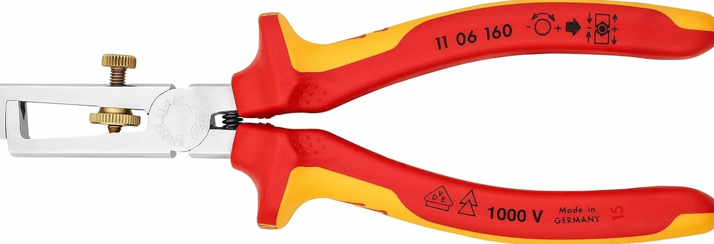 KNIPEX Szczypce do ściągania izolacji Ze sprężyną rozwierającą, uniwersalne w opakowaniu z zawieszką chromowany z wielokomponentowymi, 11 06 160 SB