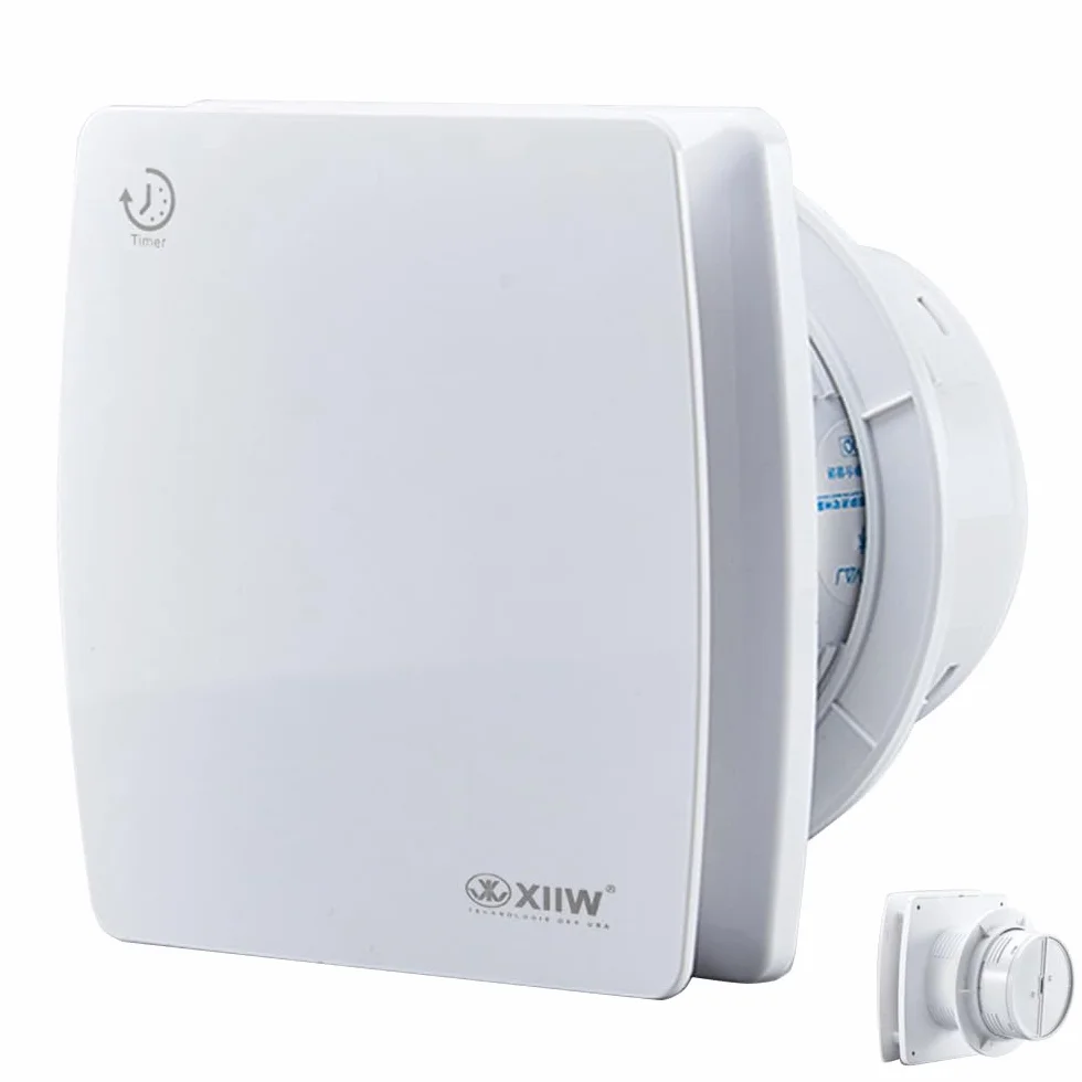 XIIW Wentylator łazienkowy, Ø 100 mm, wentylator wyciągowy z czasem zakończenia i zaworem zwrotnym, cichy wentylator 95 m³/h, 12 W/34 dB / odporny na rozpryskiwanie wentylator ścienny do kuchni, WC,