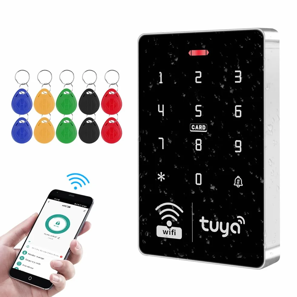 WiFi Tuya klawiatura kontroli dostępu RFID IP68 wodoodporna podwójna częstotliwość 125 kHz / 13,56 MHz dotykowy kontroler dostępu do hasła, inteligentna aplikacja do odblokowywania systemu