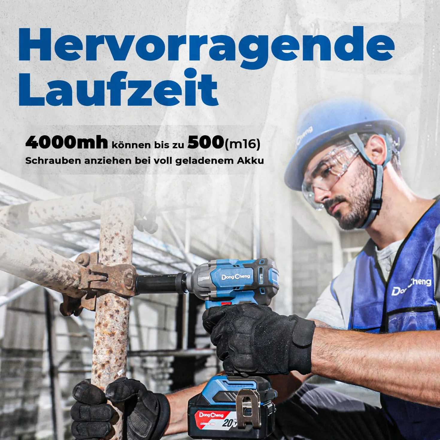 Dong Cheng Akumulatorowa wkrętarka udarowa 18 V, mocowanie 1/2", moment obrotowy 488 Nm, moment zwalniający 682 Nm, bezszczotkowa akumulatorowa wkrętarka udarowa, 3 poziomy mocy, w zestawie akumulator