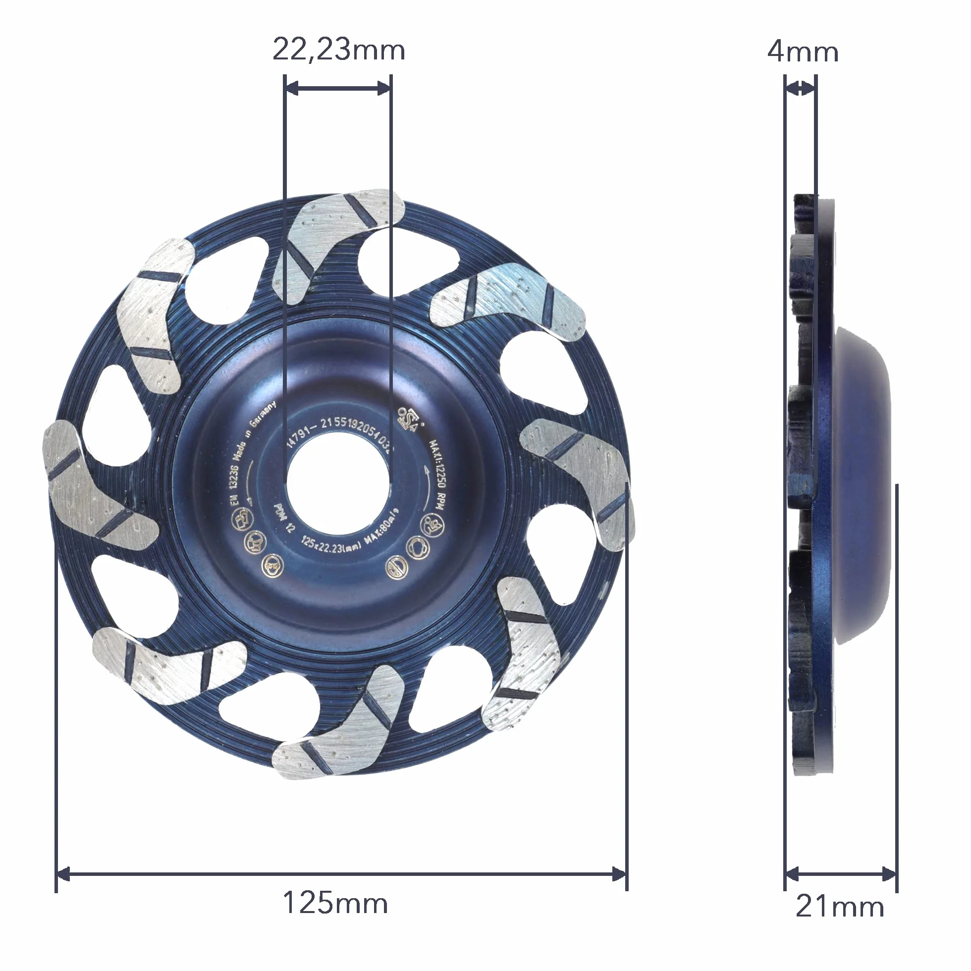 PRODIAMANT Diamentowa ściernica 125 mm SuperPremium Beton Made in Germany profesjonalne narzędzie zespawane indukcyjnie