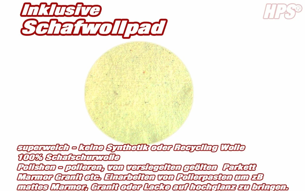 HPS® Zestaw 12 tarcz polerskich, 5 x zielony, 5 x biały i 2 x wełna owcza, Ø 30 cm do pielęgnacji, ponownego naoliwiania, wykonania