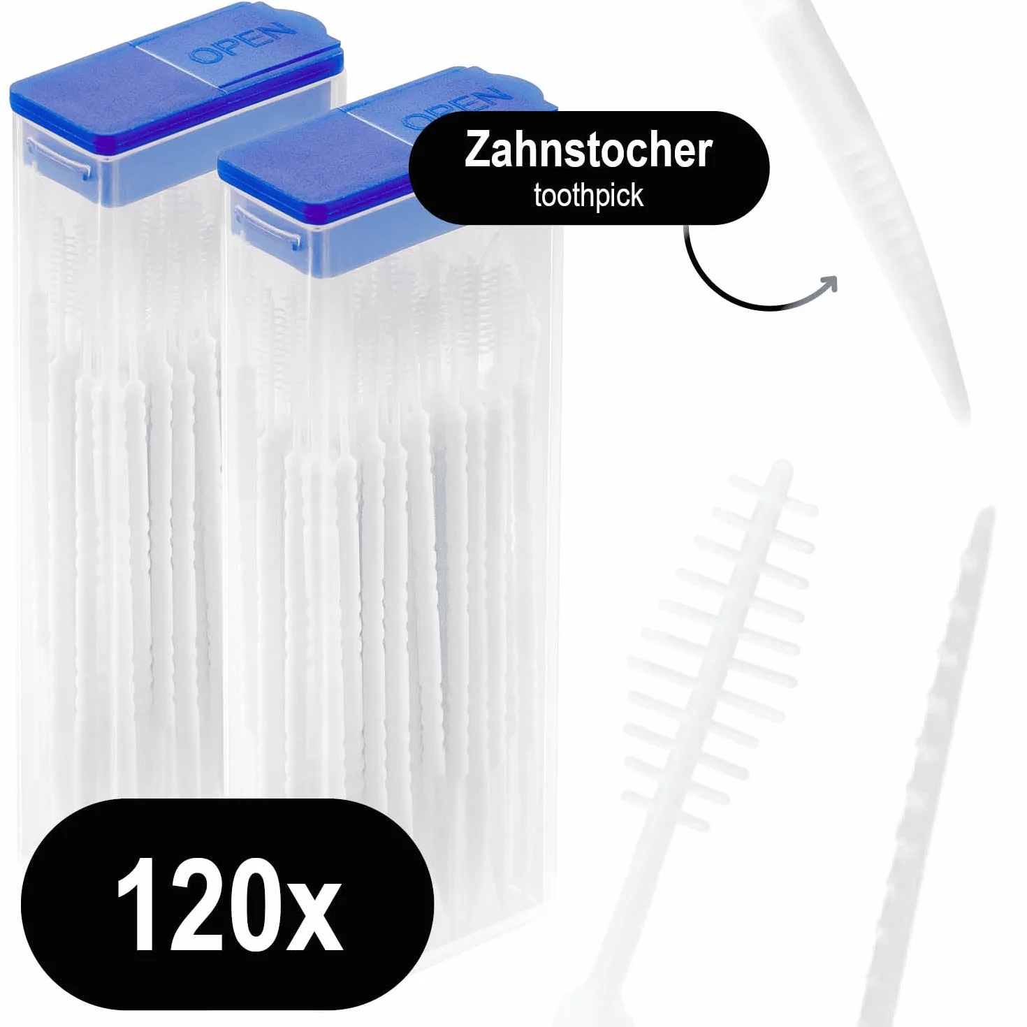 COM-FOUR® 120x szczoteczka miedzyzebowa, szczoteczki miedzyzebowe w dozowniku, pielegnacja zebów w podrózy i poza nia, szczoteczka do czyszczenia zebów z wykalaczka (120 sztuk - w dozowniku)