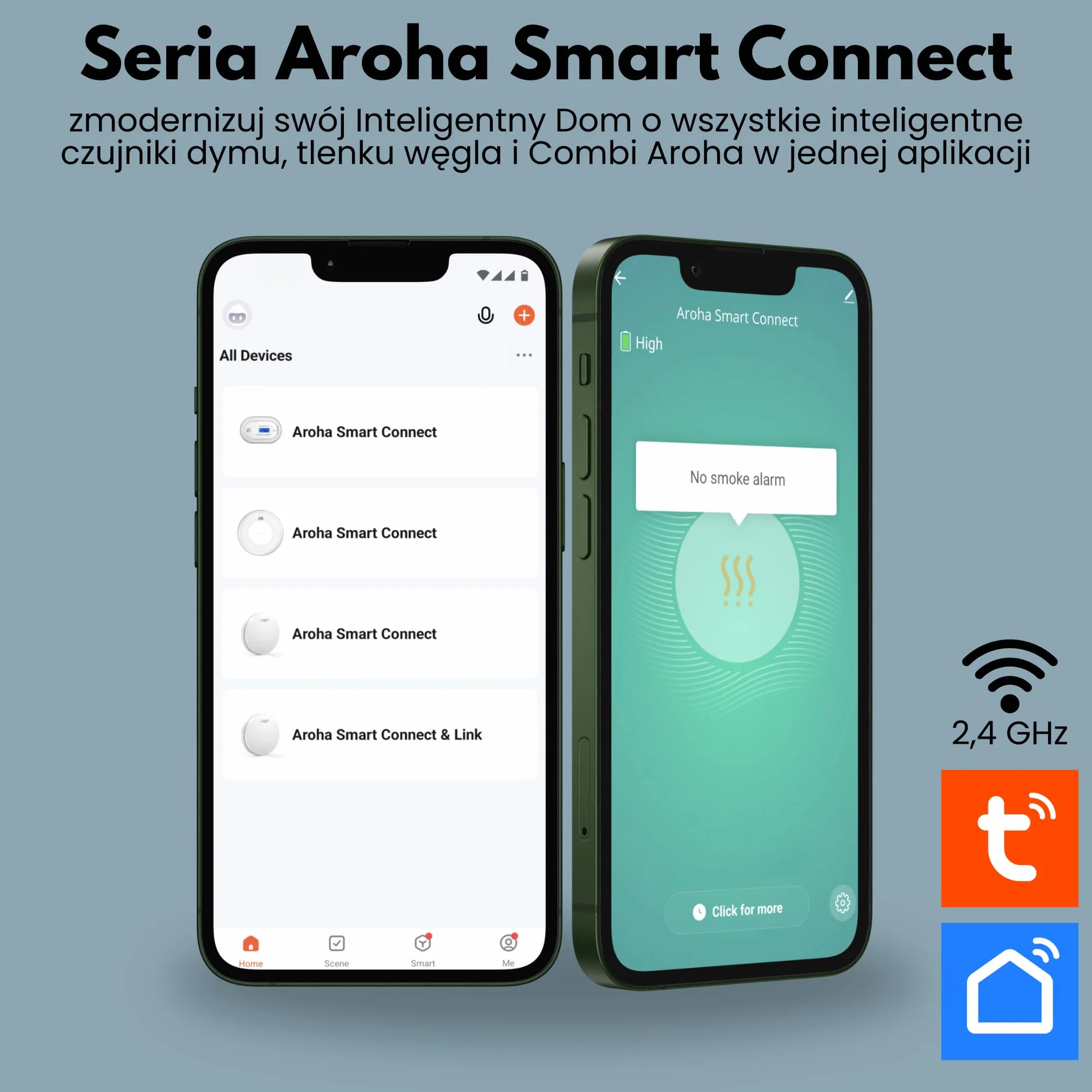 Inteligentny alarm tlenku węgla WiFi z 10-letnią baterią - detektor CO z aplikacją Tuya & Smartlife