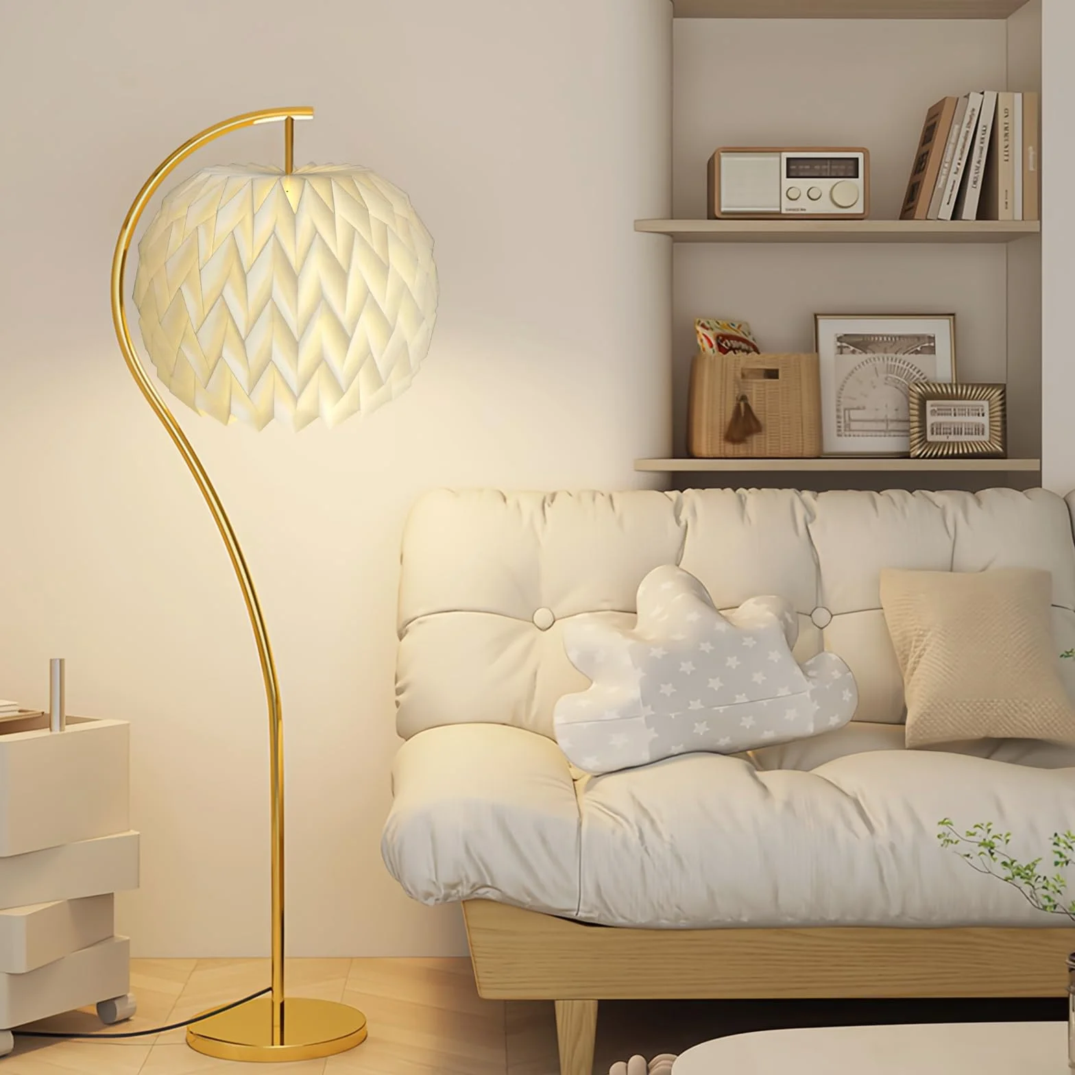 Abażur papierowy origami z oprawką lampy E27 z kablem lampa baldachimowa biała do nowoczesnej dekoracji artystycznej salonu, jadalni, sypialni, biblioteki, nordycki papier kreatywny