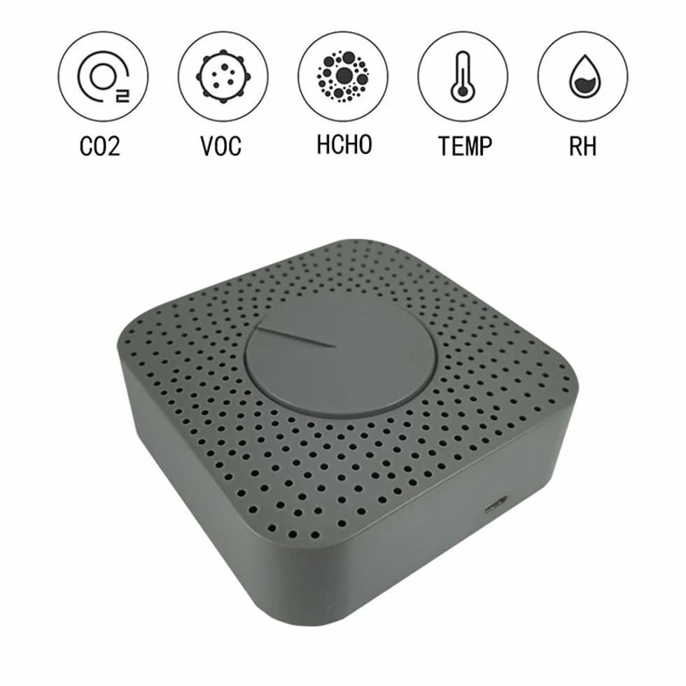 Irfora Tuya ZigBee inteligentny monitor jakości powietrza 5 w 1 Air Housekeeper HCHO/CO2/VOC/detektor temperatury/wilgotności, obsługuje zdalne sterowanie aplikacją, funkcja alarmu, kompatybilny z