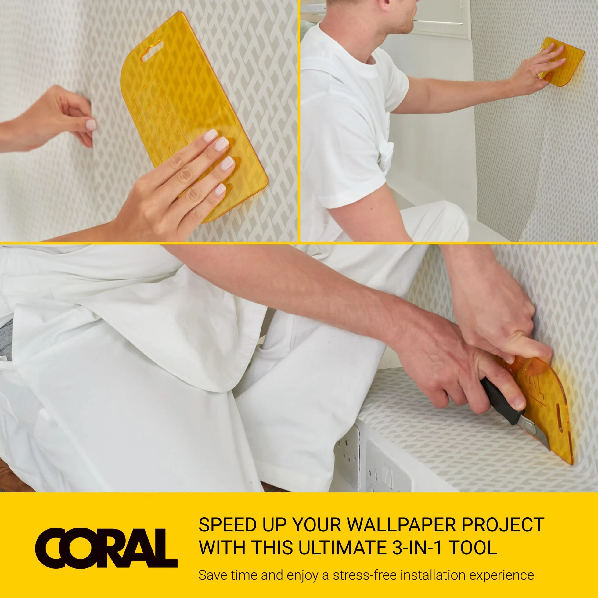 Coral 69500 Paperwiz narzędzie do tapetowania 3 w 1, oryginalny, żółty