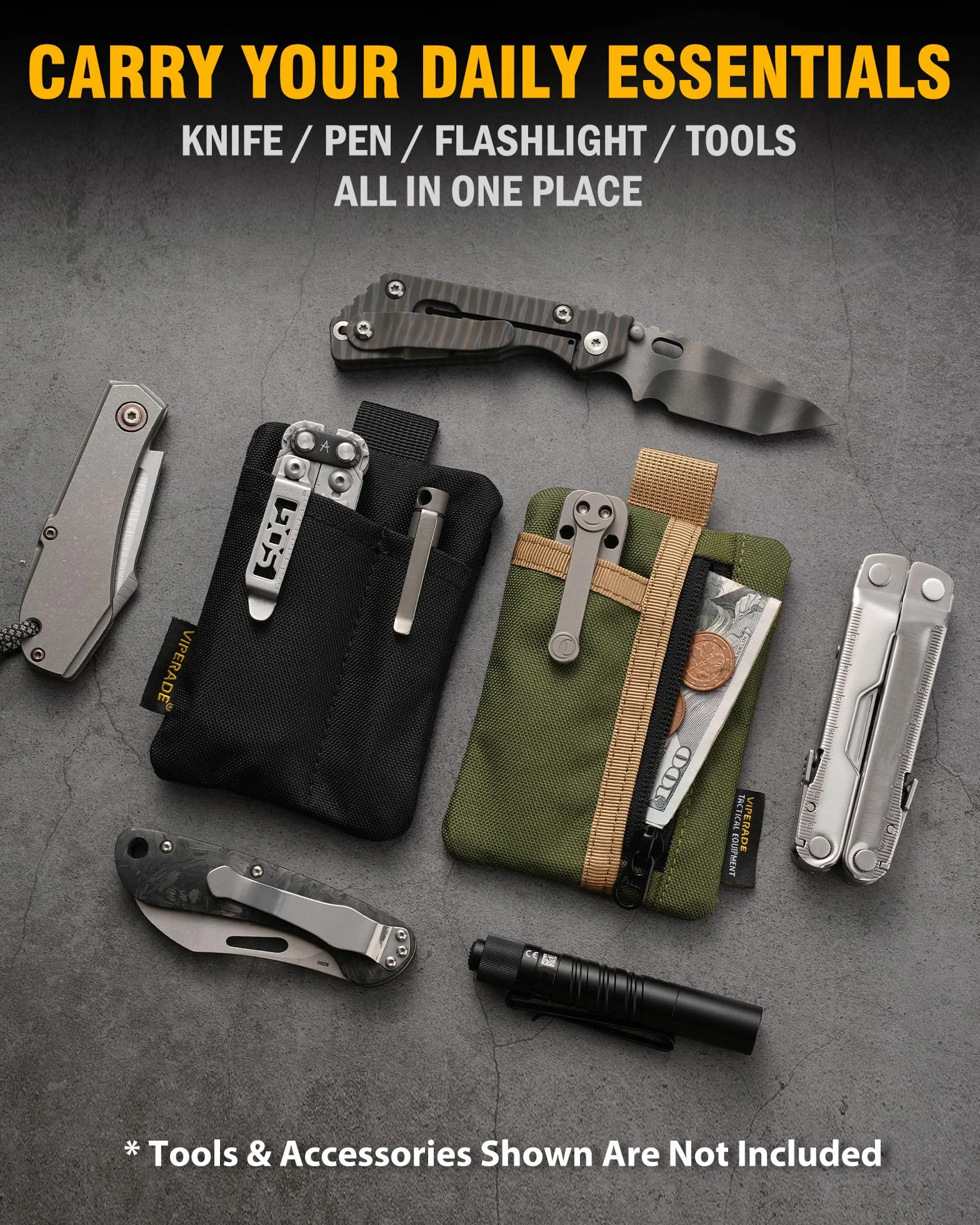 VIPERADE VE28 Mini torba EDC 6 w 1, mini organizer do torby z 6 kieszeniami, mały organizer do torby EDC, mini torba wielofunkcyjna, torba na klucze, mały portfel męski, dodatkowe plecak-Czarny