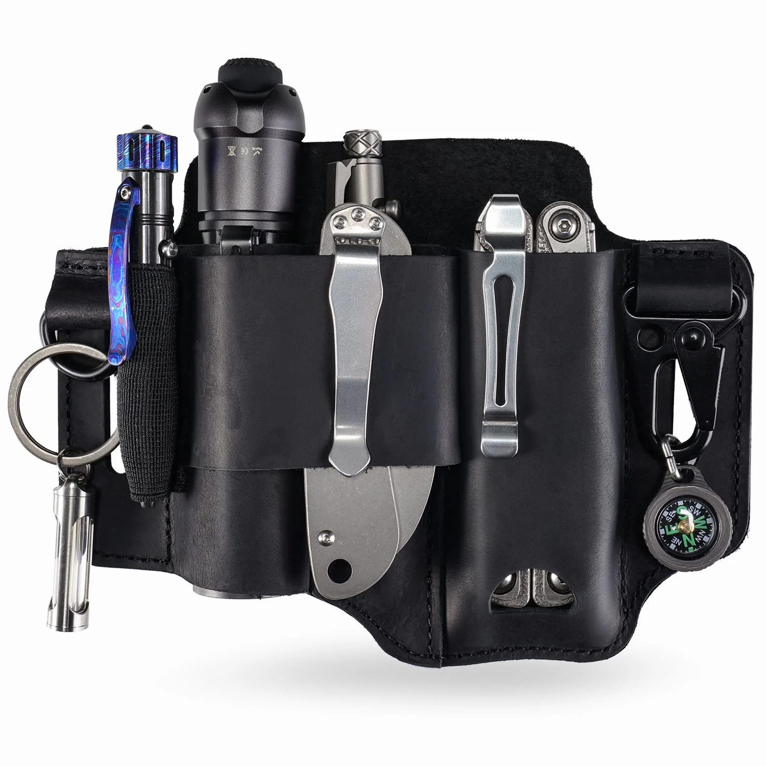 Sayram ST1/ST2 Multitool skórzana pochwa z uchwytem na klucze, organizer na pasek EDC osłona noża do narzędzi Leatherman, latarki, organizer kieszonkowy EDC dla mężczyzn