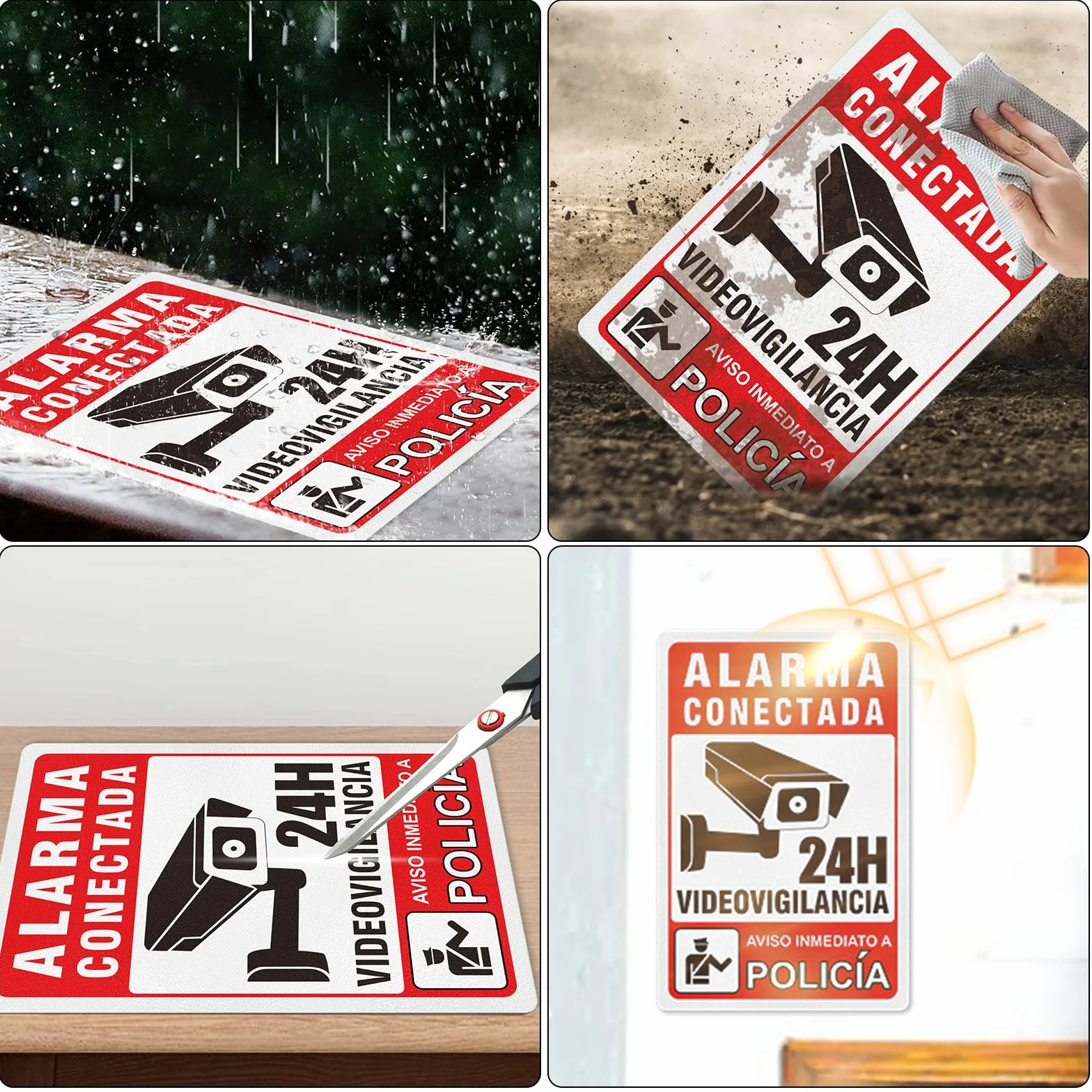 Naklejki Security Alarm - Sygnał Strefy Nadzoru Wideo - Plakaty Samoprzylepne Materiał Winylowy 20X30CM - 5 szt