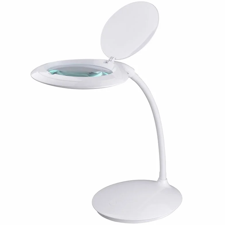 SEMPLIX Lampa stołowa LED 60 diod, duża lupa z prawdziwego szkła, 4-krotne ściemnianie