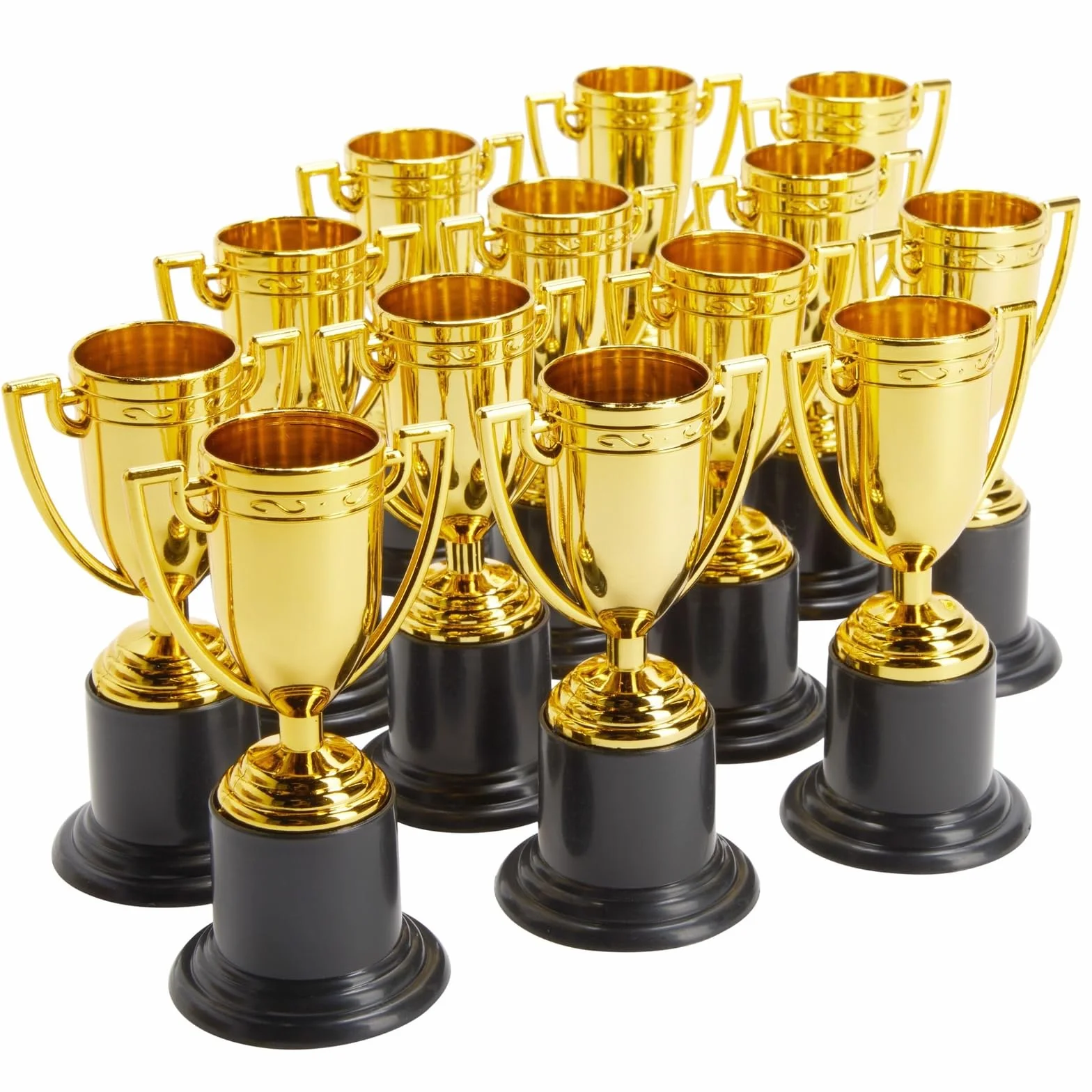 Juvale Trofea nagrody - 24-pak plastikowe złote puchary kubki na turnieje sportowe, konkursy, imprezy, 5 x 10 x 5 cm