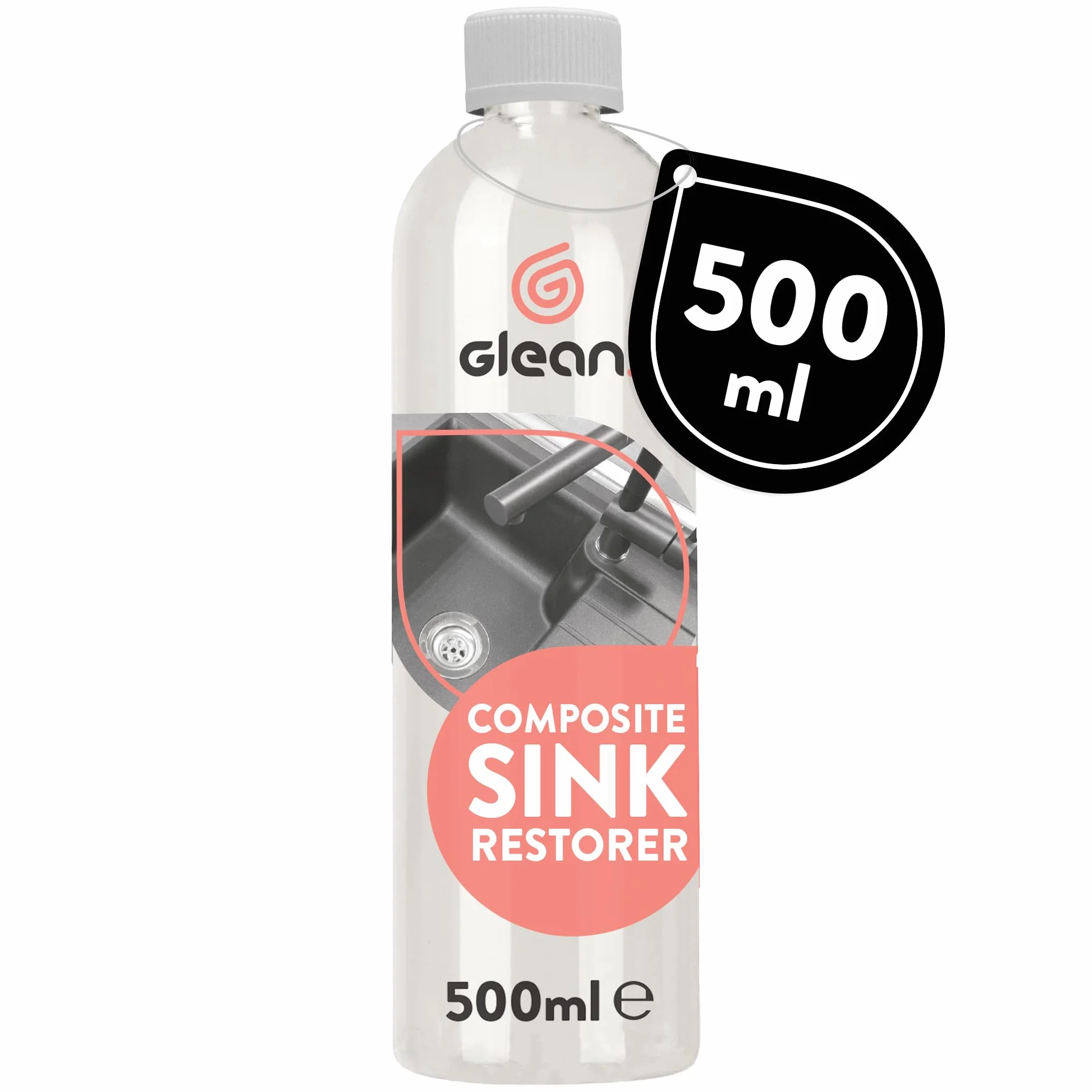 GLEAN Kompozytowy regenerator zlewu | 500 ml | Przywraca wyblakłe i wyblakłe zlewozmywaki kompozytowe z granitu i kwarcu | Nadaje się do wszystkich powierzchni | Nietoksyczna formuła odpowiednia dla