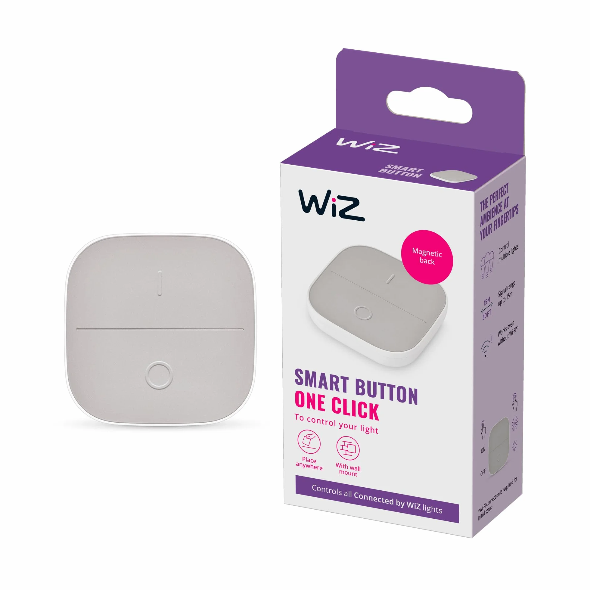WiZ Inteligentny przycisk Smart Button, bezprzewodowy, sterowanie oświetleniem, zasięg 15 m, zasilanie bateryjne
