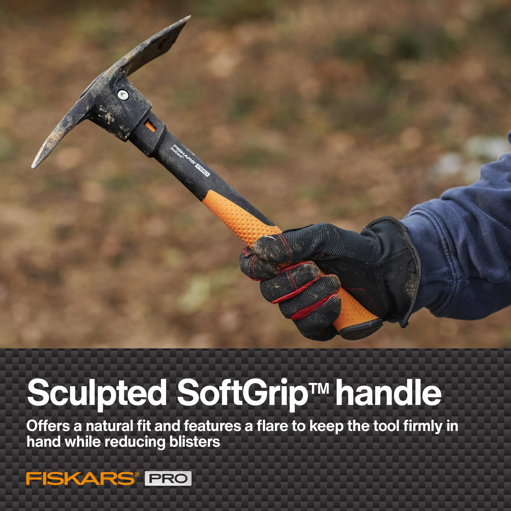 Fiskars 751220-1001 Pro IsoCore motyka/kilof, 0,7 kg, pomarańczowa/czarna