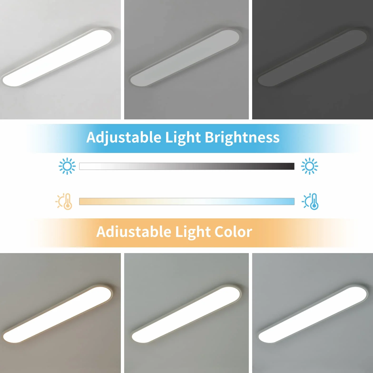 Oninio Lampa sufitowa LED, długie lampy sufitowe z możliwością przyciemniania Ultracienkie nowoczesne lampy sufitowe do sypialni, szafek kuchennych, przedpokoju (białe)