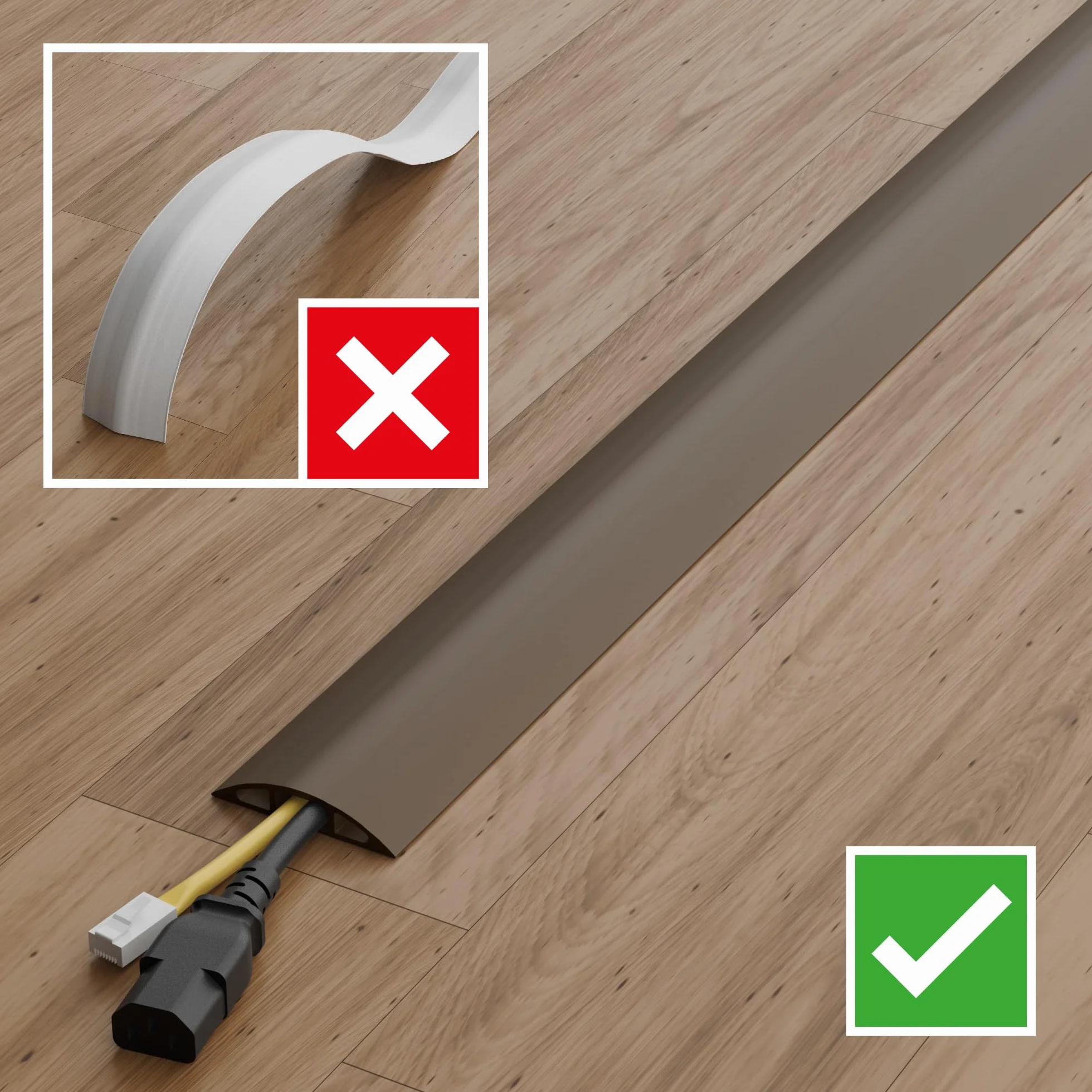 D-Line Osłona Kabli Podłogowa 4,5 m Antypoślizgowa Kanał 17x9 mm Brązowy