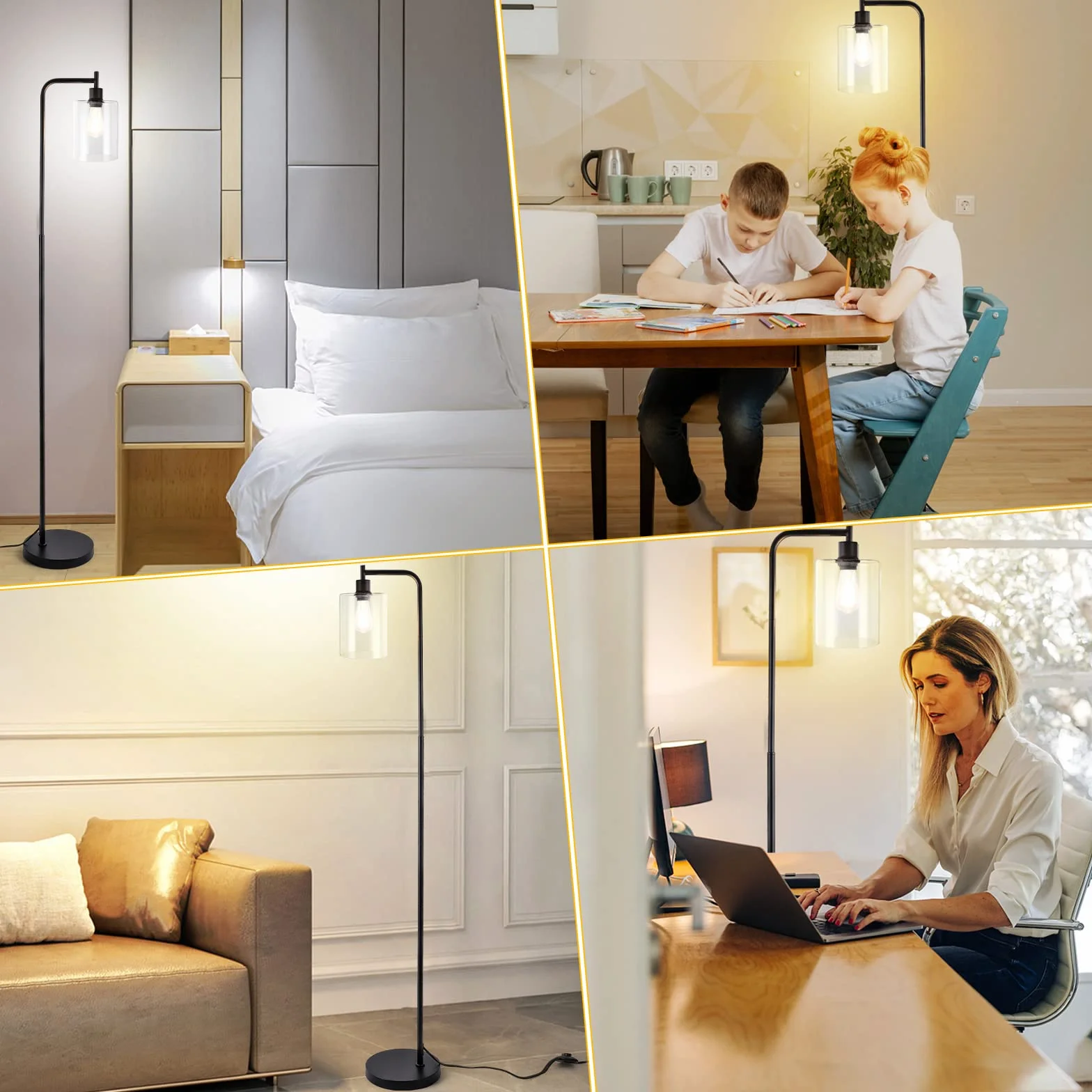 Lampa stojąca LED, ściemniana, 2700 K-6500 K, pilot zdalnego sterowania i obsługa nożną, lampa stojąca w stylu retro, nowoczesna lampa do czytania do sypialni, biura, studia, czarna, 166 cm