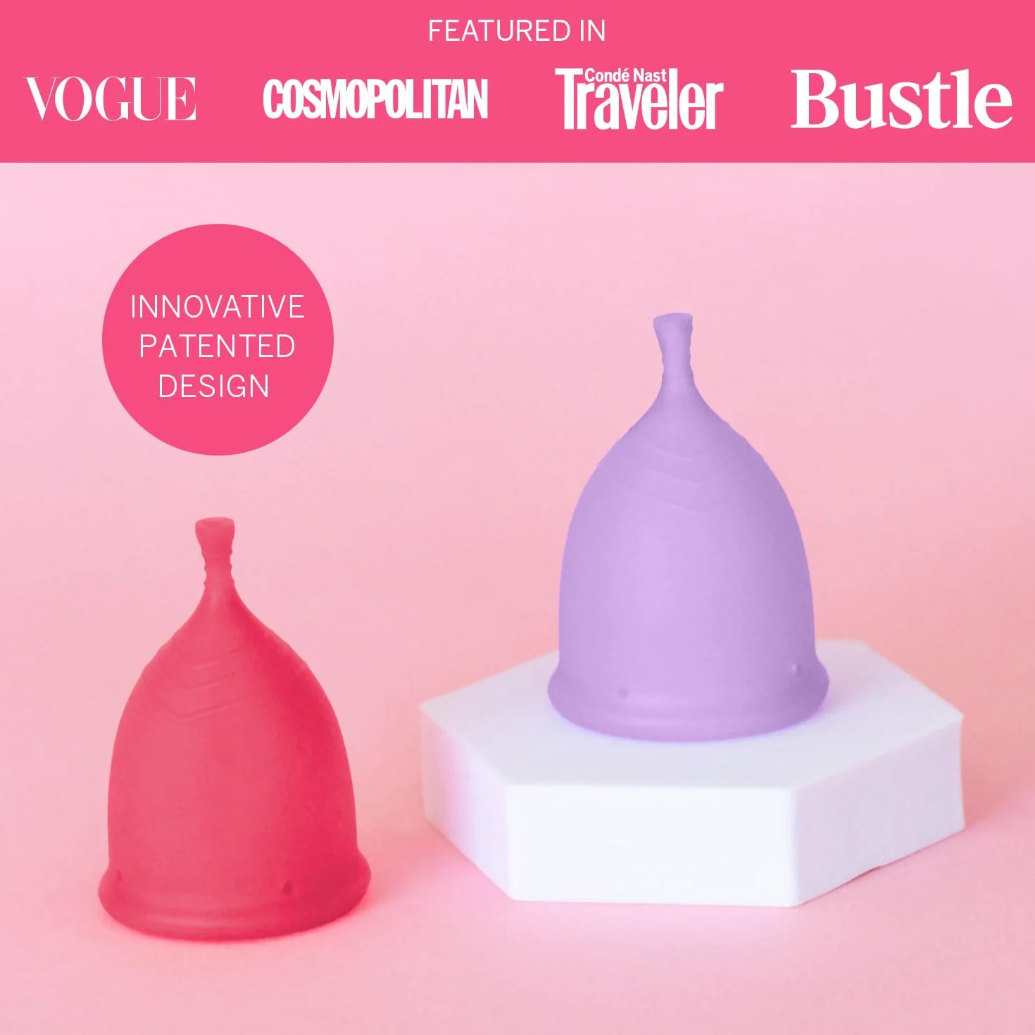 Menstrual Cup Bundle with Applicator - 100% Medical-Grade Silicone - Reusable Period Cup, 4 & 6 Tampon Capacity