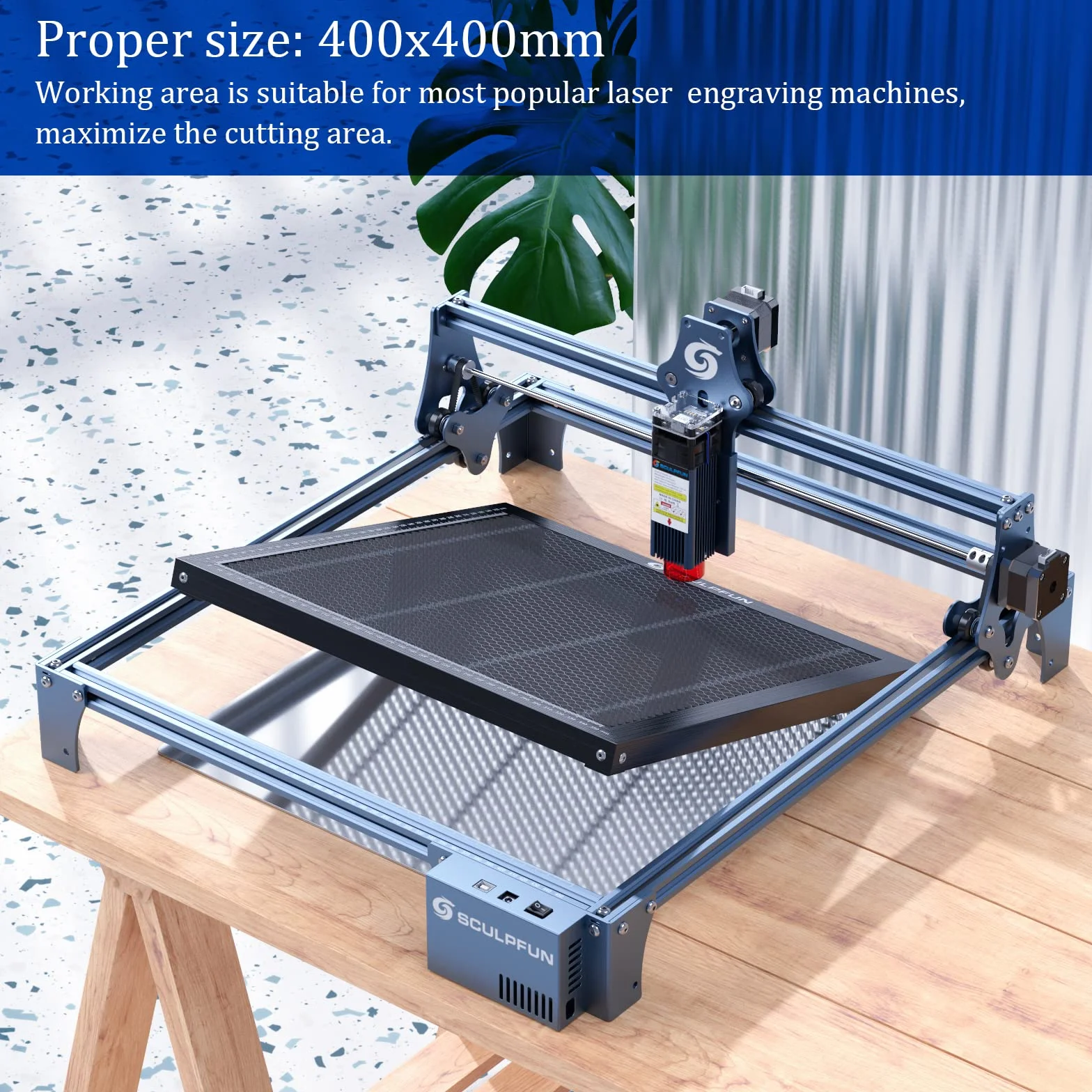 SCULPFUN Laserowy stół roboczy o strukturze plastra miodu, ochrona biurka, 400 x 400 mm, czyste grawerowanie, do S9, S10, S6, A10, X7, A5 Pro, do grawerowania laserowego