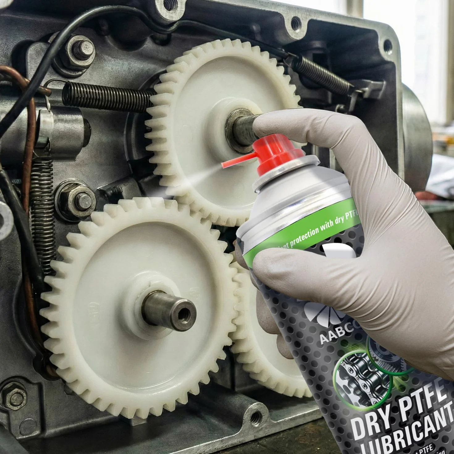 AABCOOLING Dry PTFE Lubricant 400 ml – smar teflonowy do narzędzi elektrycznych i mechanicznych w spreju, do prowadnic, szyn i plastikowych elementów ślizgowych – redukuje tarcie