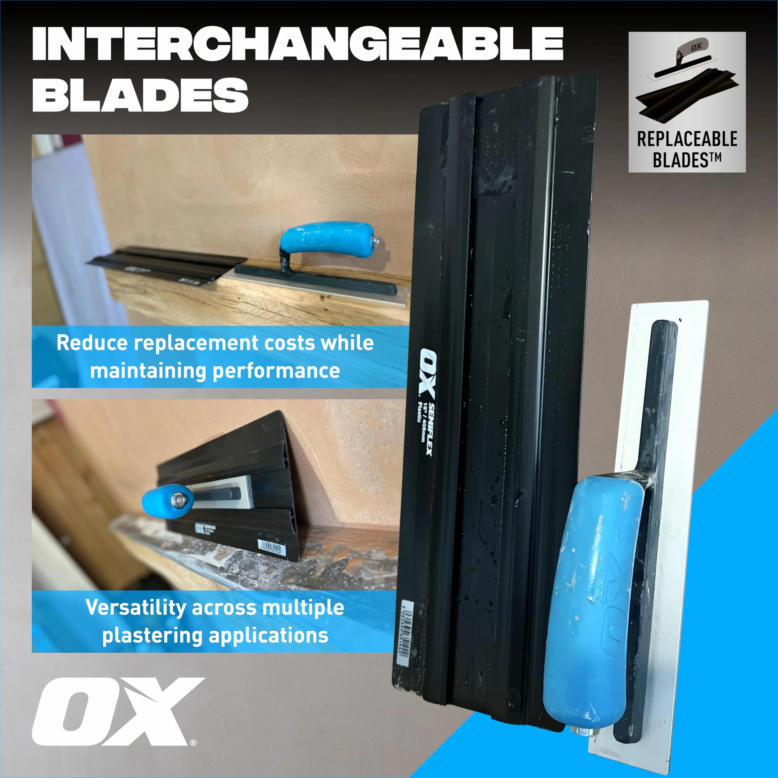 OX Pro Semi flex Plastic Trowel 14 cali / 355 x 138 mm