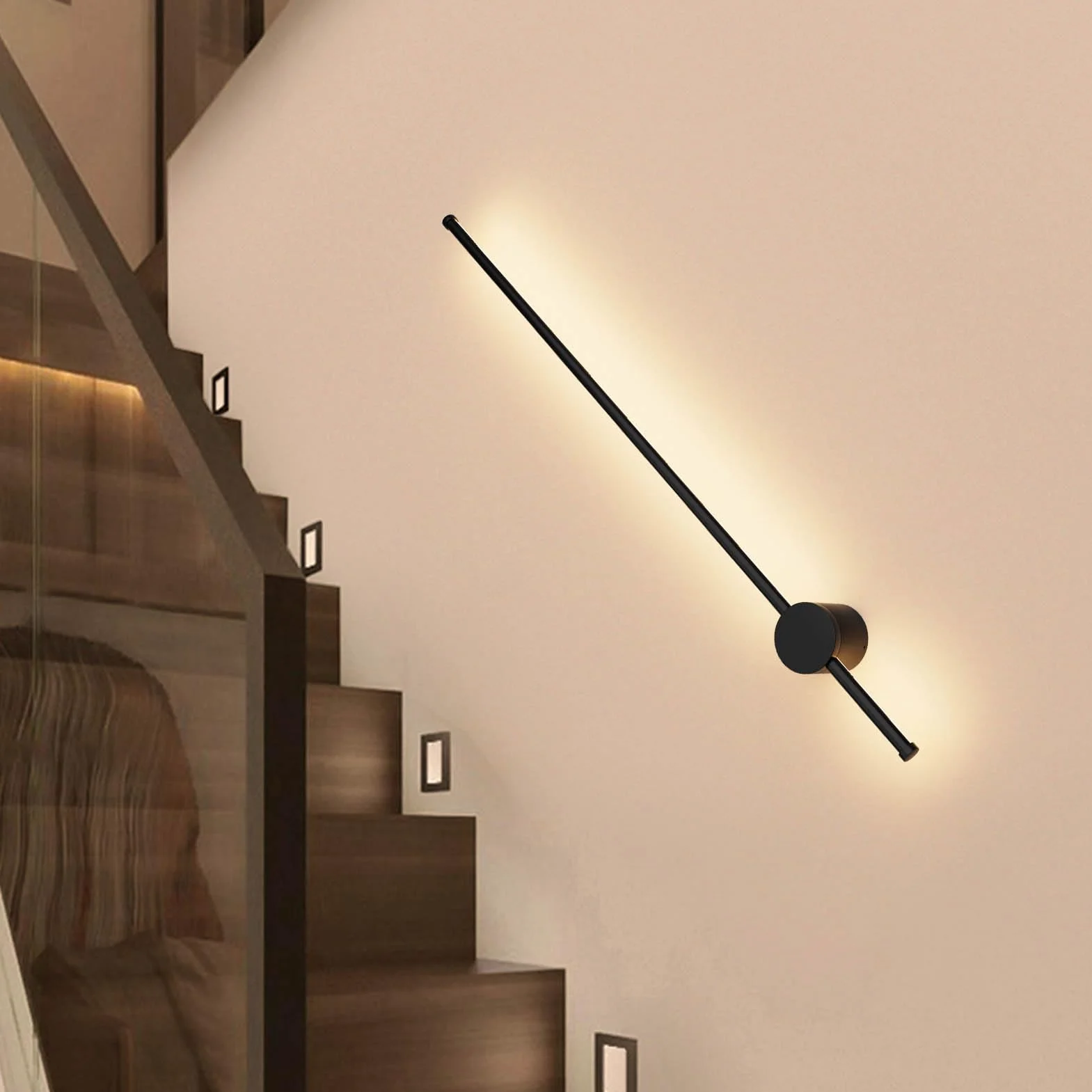 Klighten Kinkiet LED do wnętrz, nowoczesny kinkiet 97 cm/28 W, IP65, ciepła biel 3000 K, czarny