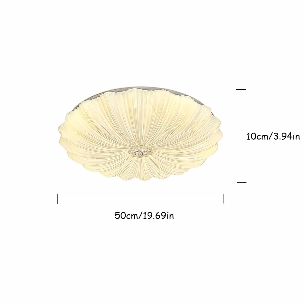 Lampa Sufitowa Z Teksturą Muszli Lampa Artystyczna Oświetlenie LED 3-kolorowe Ściemnialne Styl Kremowy Miękkie Światło Chroniące Oczy Idealne Dla Sypialni Salonu Korytarza Kuchni
