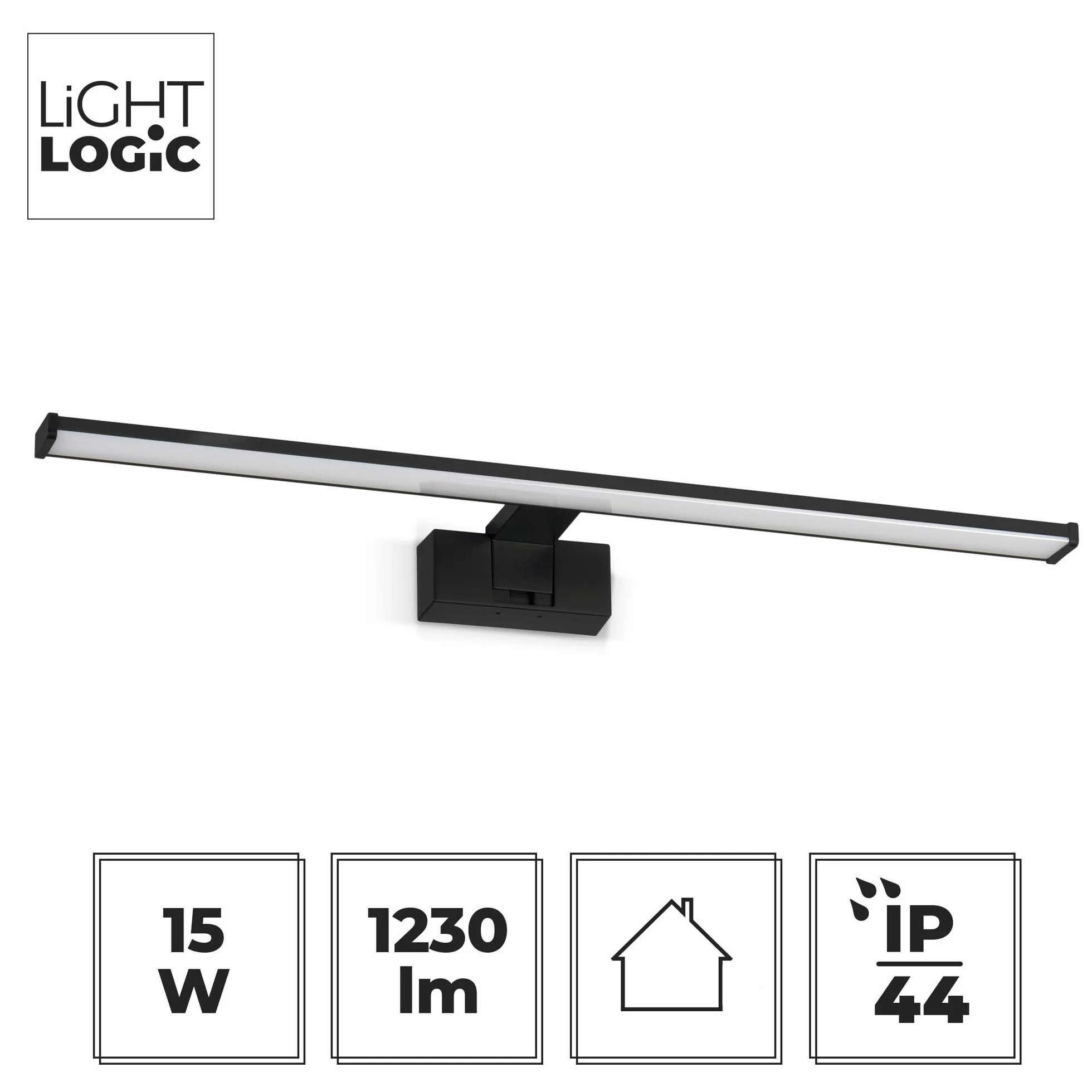 Lampa łazienkowa LL WALL LAMP 15W czarna kinkiet nad lustro 80cm IP44 LED