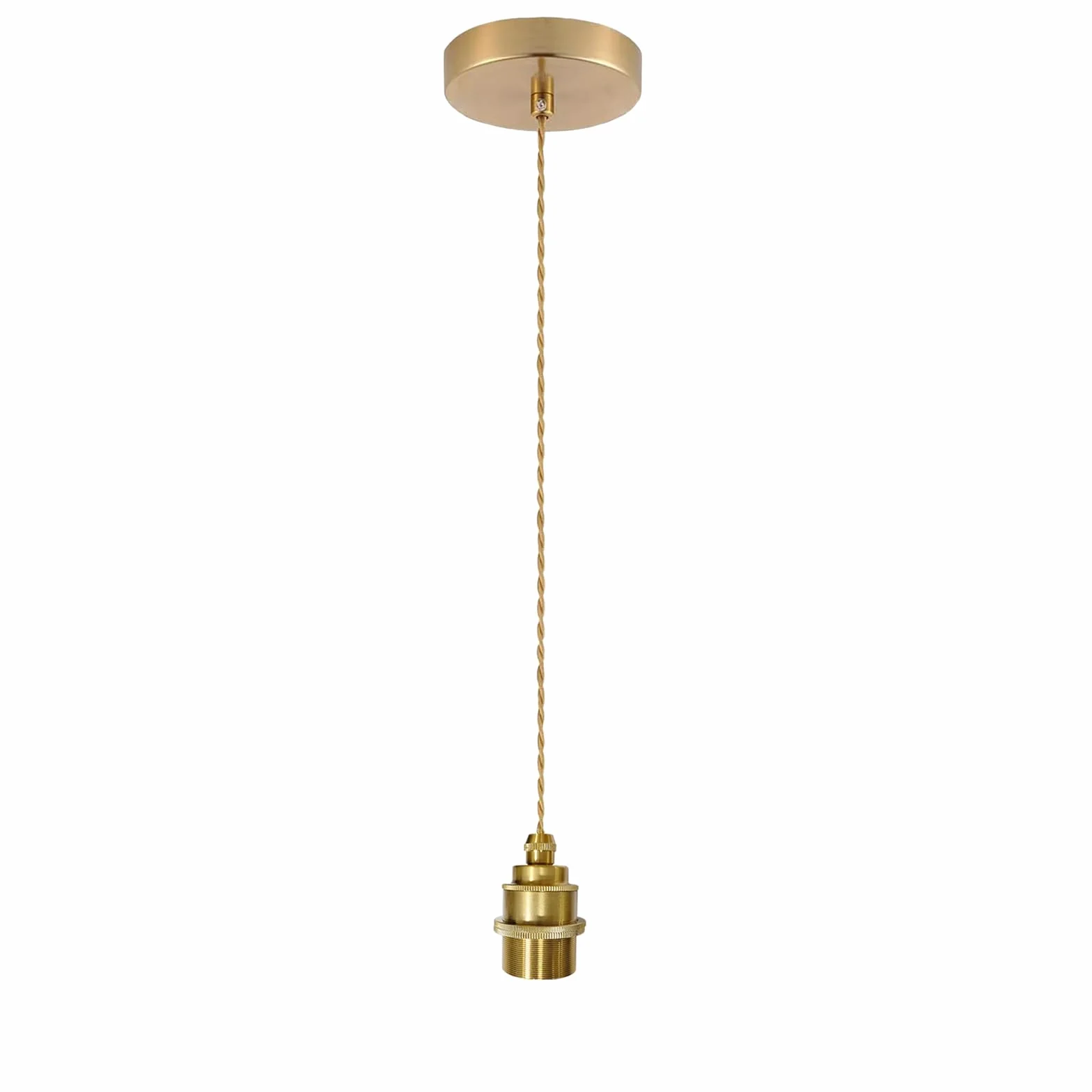 Oprawa lampy E27 z kablem 150 cm Vintage lampa wisząca złota | Metalowe zawieszenie lampy z pierścieniem śrubowym, kabel tekstylny, "zrób to sam", lampa wisząca do kuchni, bez żarówki