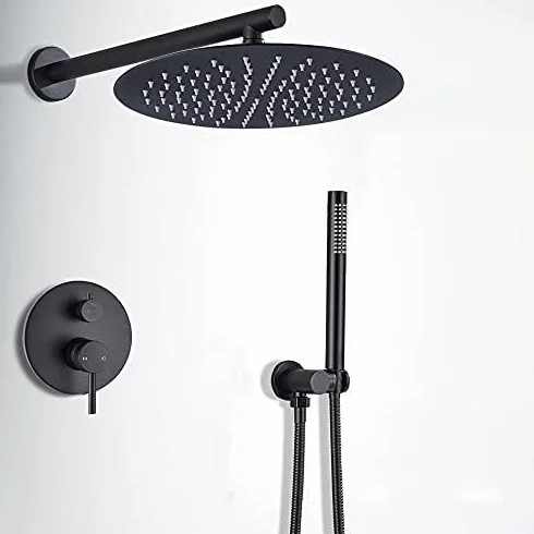 Matowa Czarna Bateria Natryskowa Conceabrass Bateria Natryskowa Jednouchwytowa Bateria Natryskowa Do Łazienki Z Ciepła Zimną Wodązestaw Natryskowyzestaw Natryskowy,10 Inch Shower Set