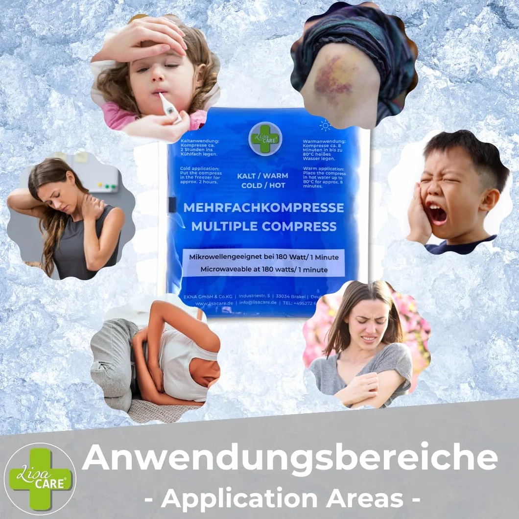 LisaCare Duży kompres zimny ciepły 29x12 cm żelowe podkładki chłodzące dla dzieci