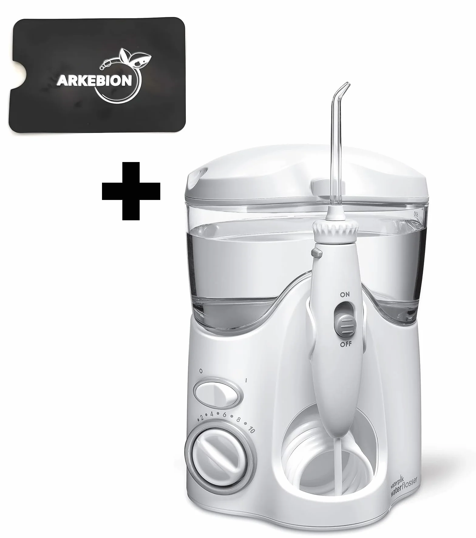 Waterpik WF100EU Ultra - hydropulsator - dysza dentystyczna - w zestawie z 6 dyszami i osłoną na kartę Arkebion® do ochrony danych RFID