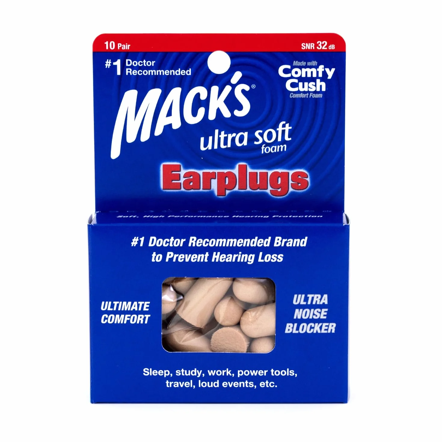 Mack's Ultra miękkie piankowe zatyczki do uszu 10 par