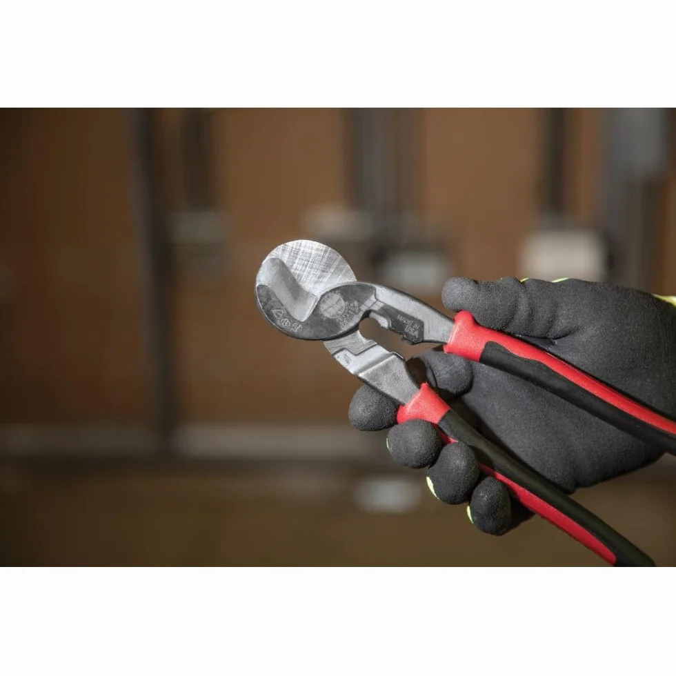 Klein Tools J63225N Journeyman Przecinak do kabli o wysokiej dźwigni i ściągacz do aluminium, miękkiej miedzi i kabli komunikacyjnych
