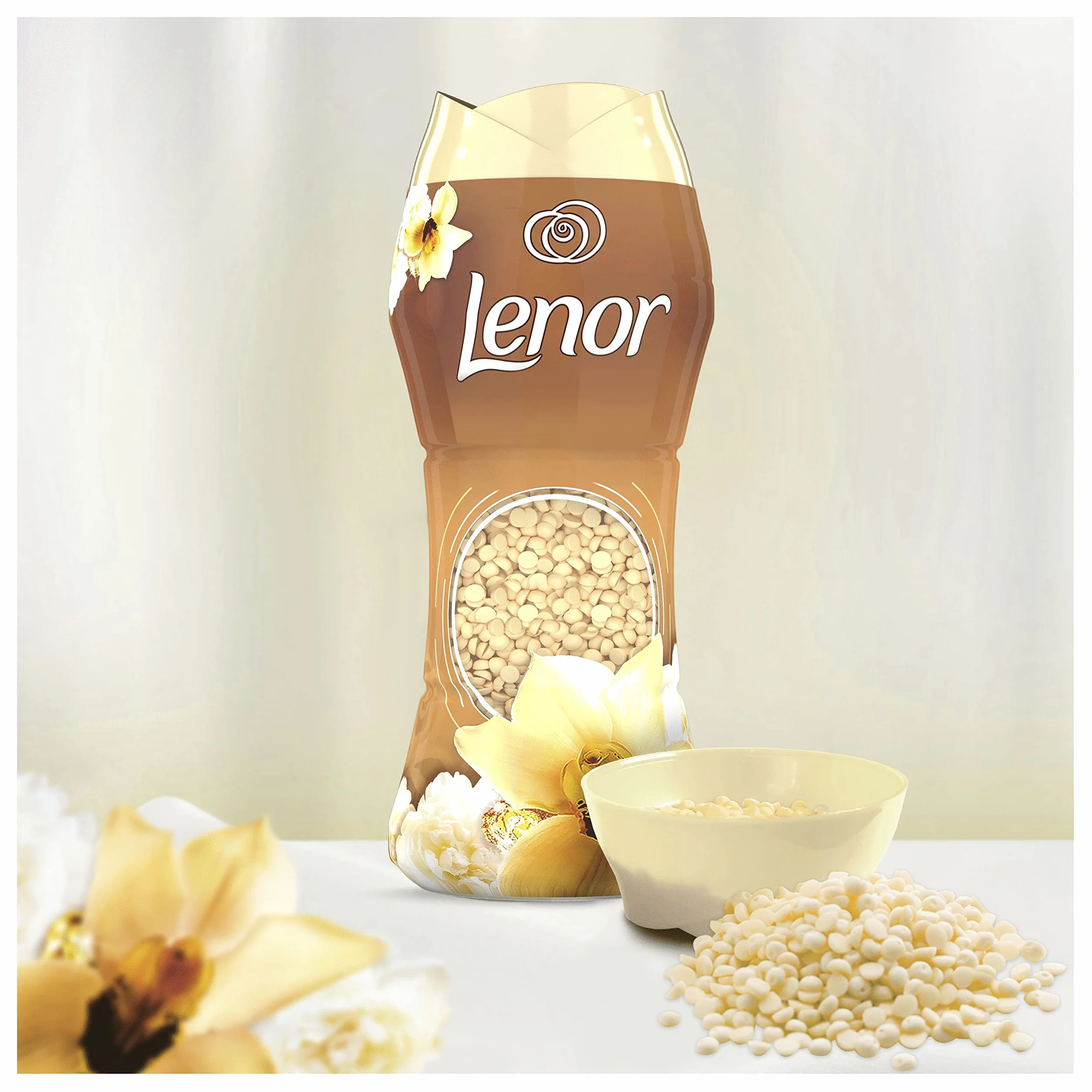 Lenor Perełki Zapachowe do Prania (6 x 210g) Gold Orchid, Pozostawiają Świeży Zapach na Tkaninach do Następnego Prania, Zapach z Nutą Wanilii