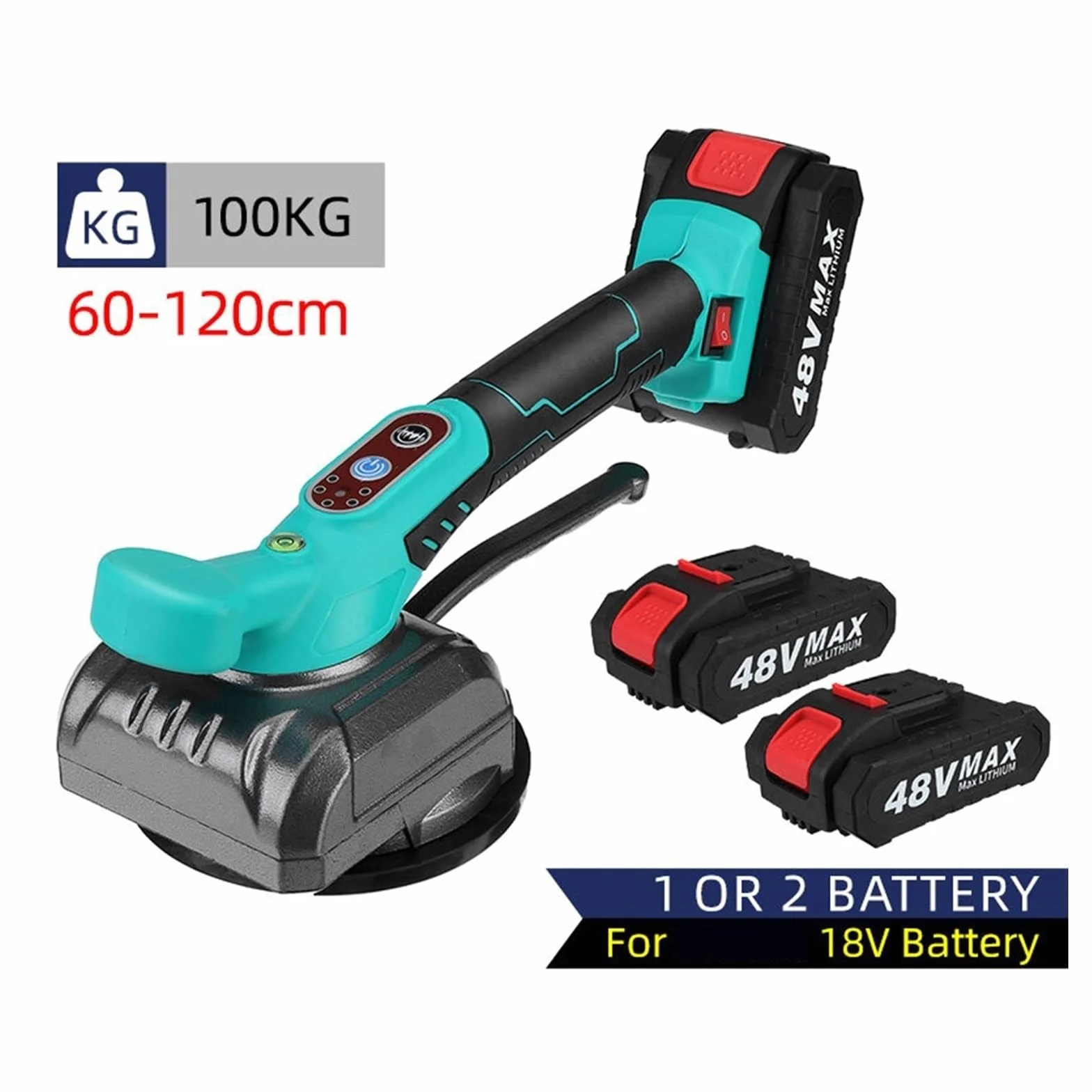 Maszyna Do UkłAdania PłYtek 48V Wibrator Do Płytek Maszyna Układania 120x120cm Podłóg Automatyczne Poziomowanie Narzędzie Tynkowania Silne Ssanie(B 2 Batteries)