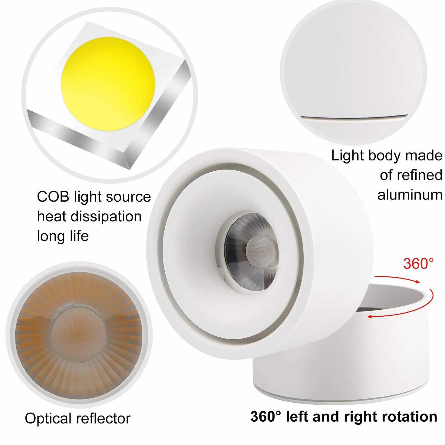 CPROSP 2-częściowy reflektor sufitowy natynkowy biały 10 W, lampa punktowa sufitowa wychylna, naturalna biel 4000 K, biała