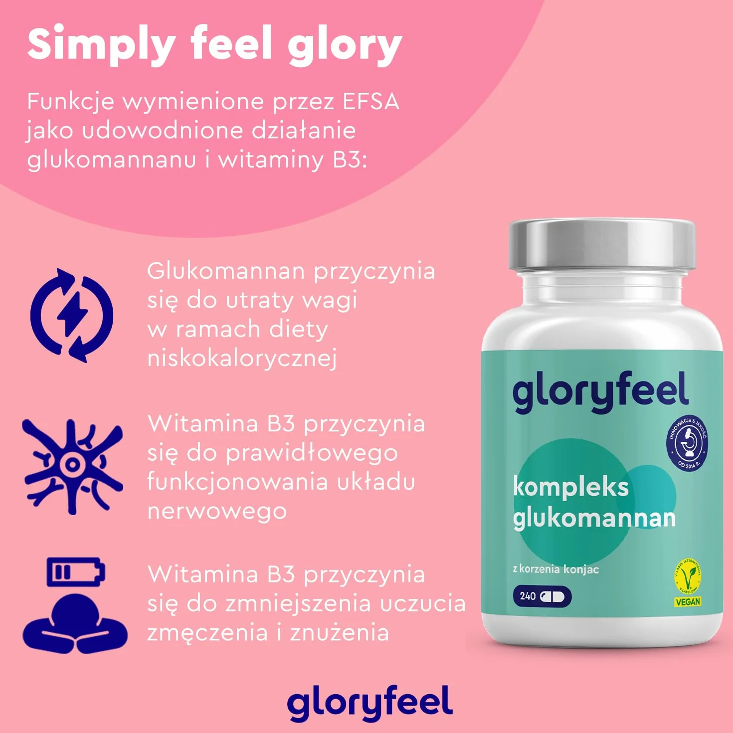 Glukomannan 4000 mg 240 kapsułek z niacyną i chromem Korzeń Konjac odchudzanie wegańskie