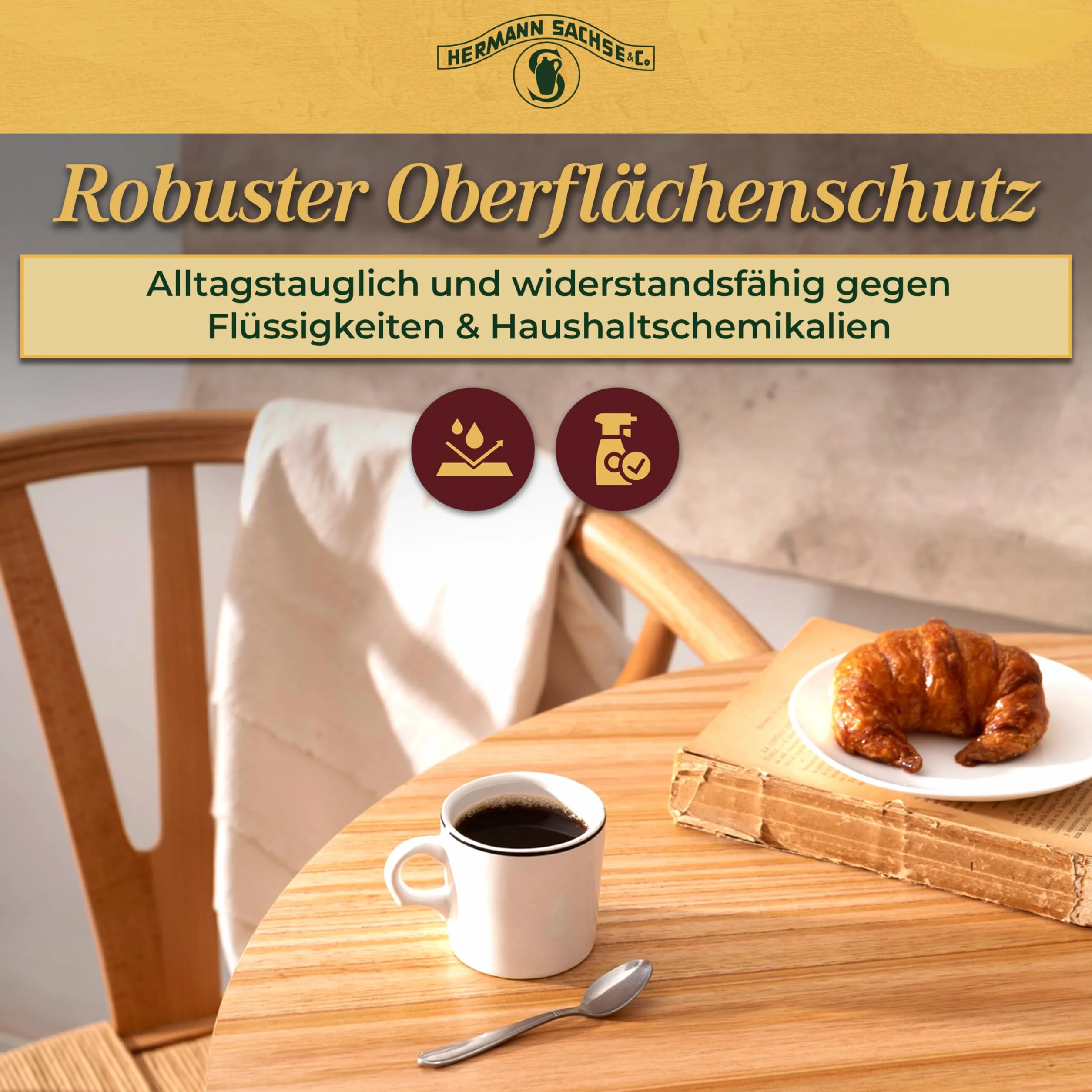 Hermann Sachse Olej z twardego wosku, bezbarwny, 750 ml – olej do pielęgnacji drewna i wosk 2 w 1 do podłóg drewnianych, mebli i schodów – tradycyjna ochrona drewna o jedwabistym połysku | Made in