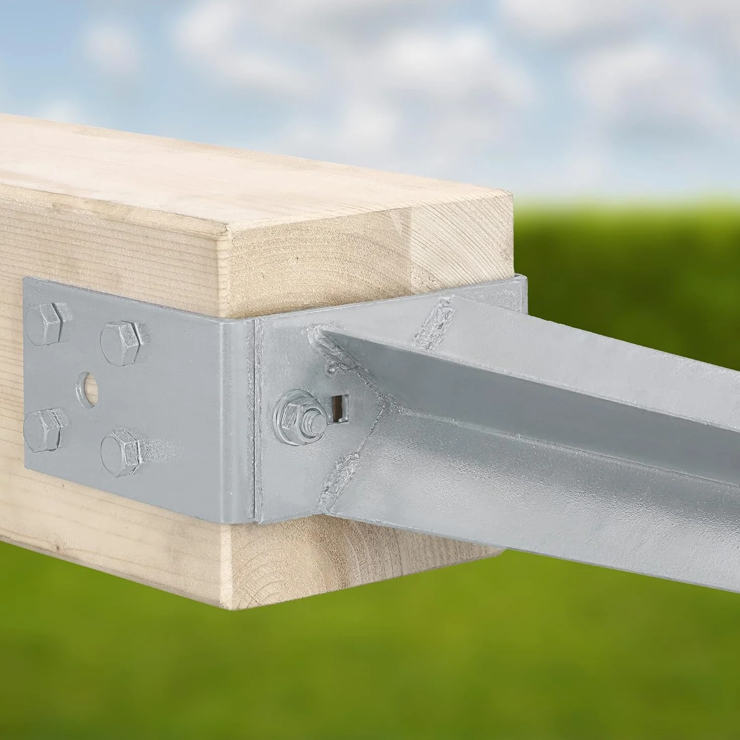 KOTARBAU® Podstawa Słupa Regulowana - 0-160 mm - Podstawa Słupa U - 70 cm - Kotwa Wbijana - Wspornik Słupa Drewnianego - Stalowy