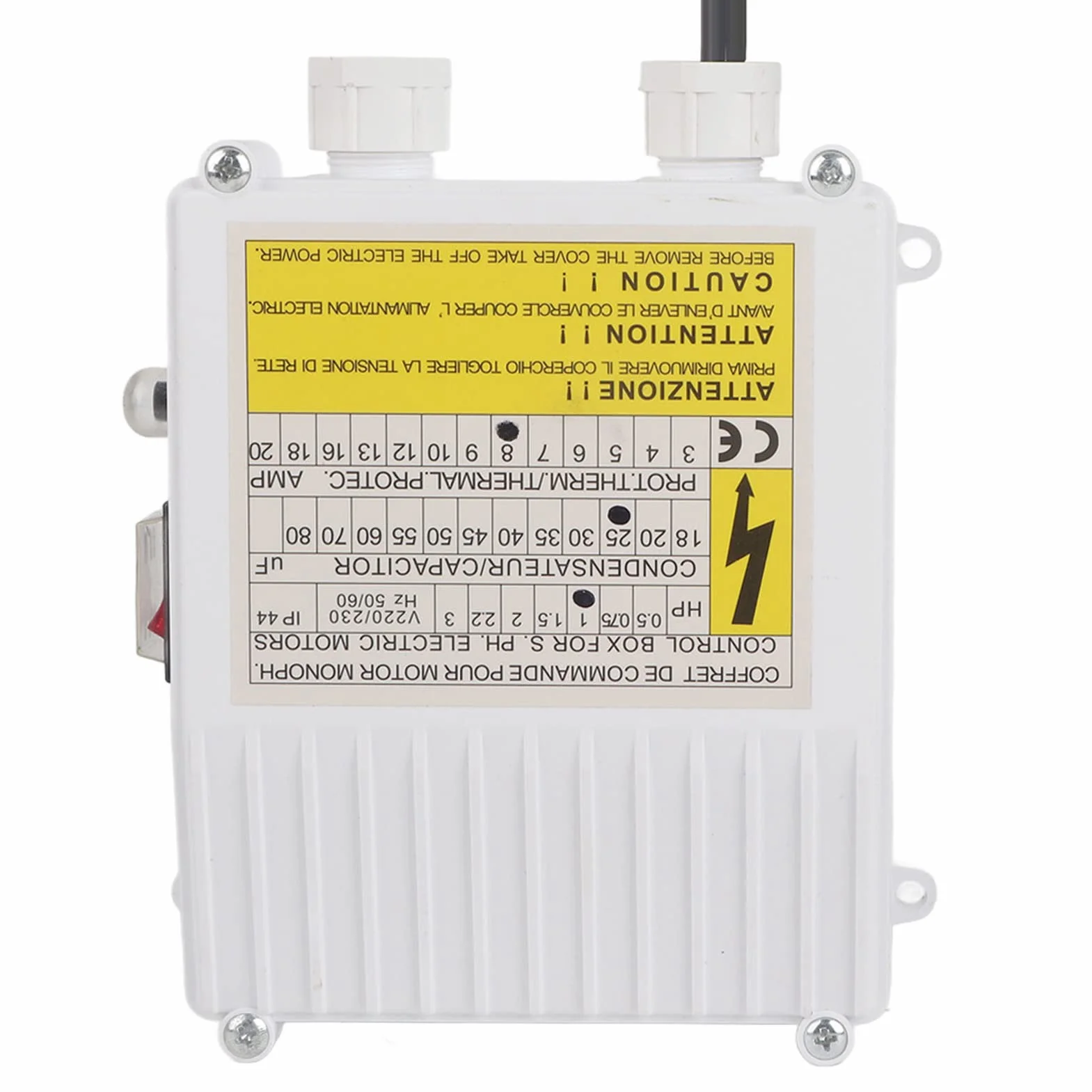 Skrzynka sterująca do zanurzeniowej pompy wodnej, wbudowana skrzynka sterująca do pompy wodnej chroniącej ciepło (750 W, wtyczka UE 220 V)