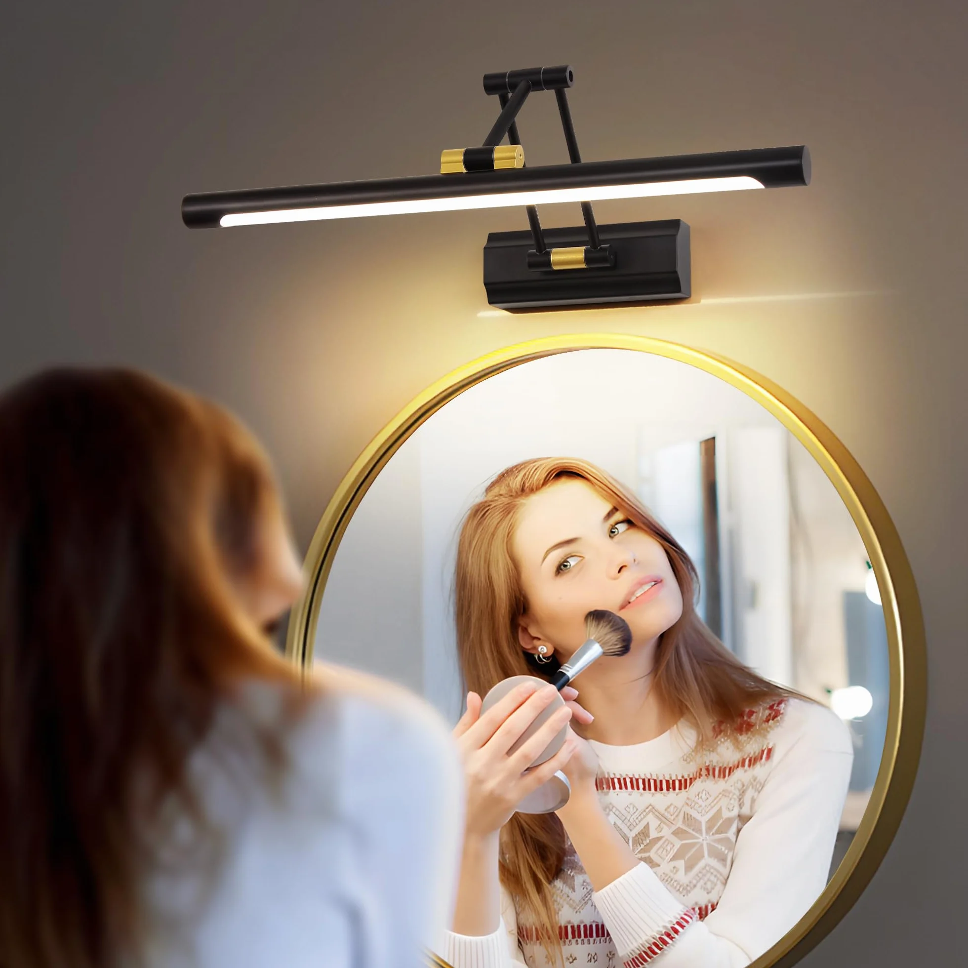 8W Lampa ścienna LED na lustro łazienkowe, 43cm nowoczesne oświetlenie obrazu, oświetlenie łazienkowe, 4000K oświetlenie wewnętrzne garderoba obraz olejny make-up 270° obracana