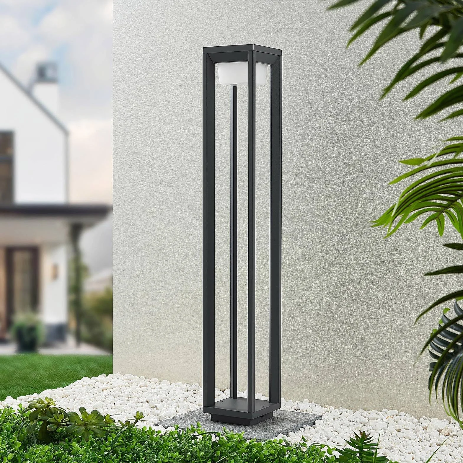 oświetlenie zewnętrzne LED "Gamion" (nowoczesne) w kolorze srebrnym z aluminium (1 źródło światła) firmy PRIOS | lampa ogrodowa, oświetlenie ścieżki, lampa wielosłupowa, lampa drogowa, lampa