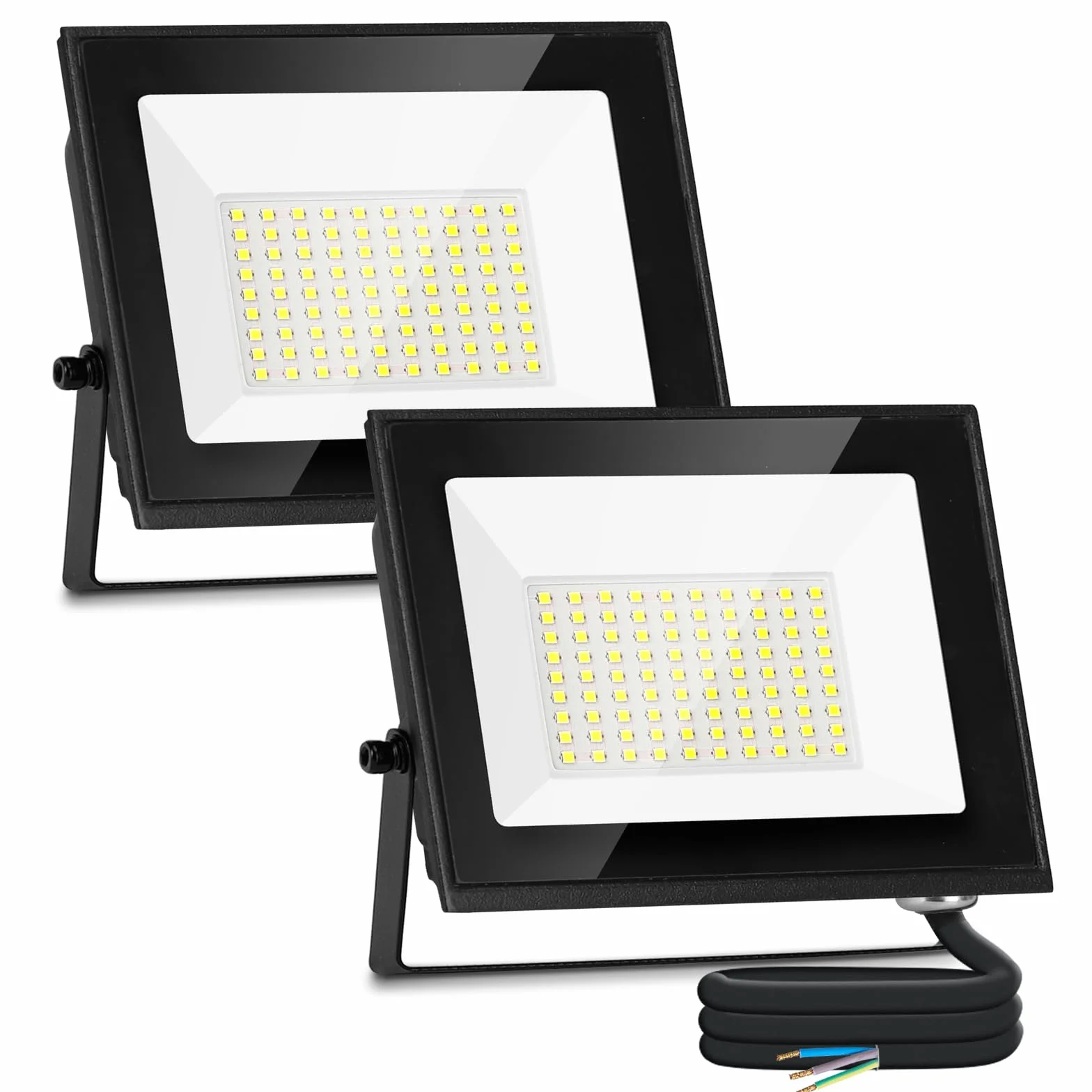 Aigostar Reflektory LED 50W 4500LM, wodoodporne, IP65, 6500K, zimna biel, do garażu, ogrodu, na patio i do parku, 2 pcs