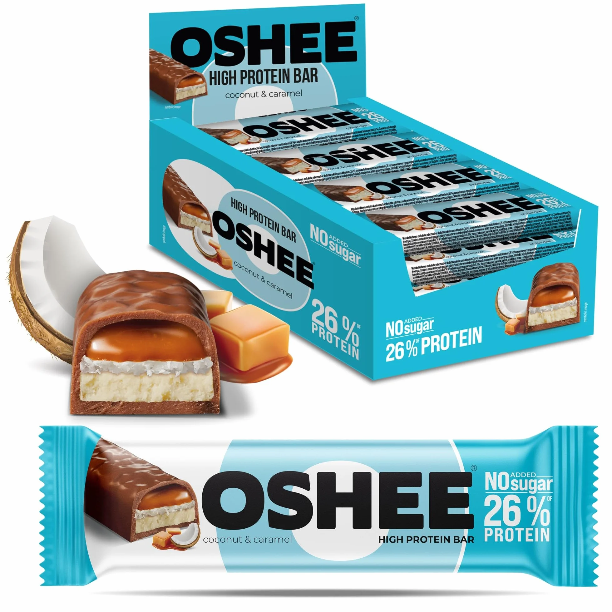 Baton proteinowy Oshee kokos i karmel 48g 12 sztuk